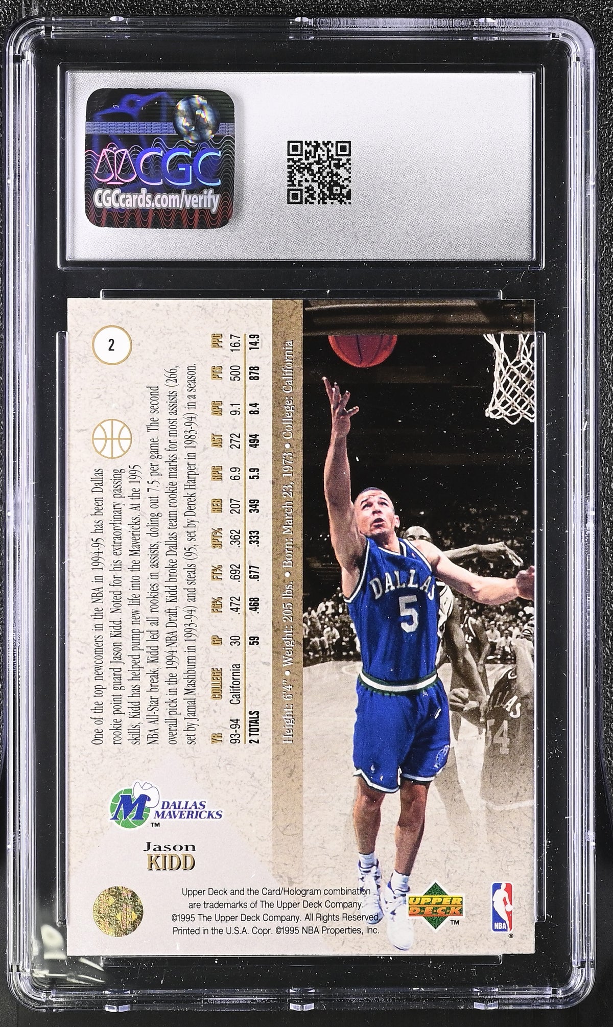 1994-95 SP Jason Kidd Rookie #2 CGC 9 Dallas Mavericks