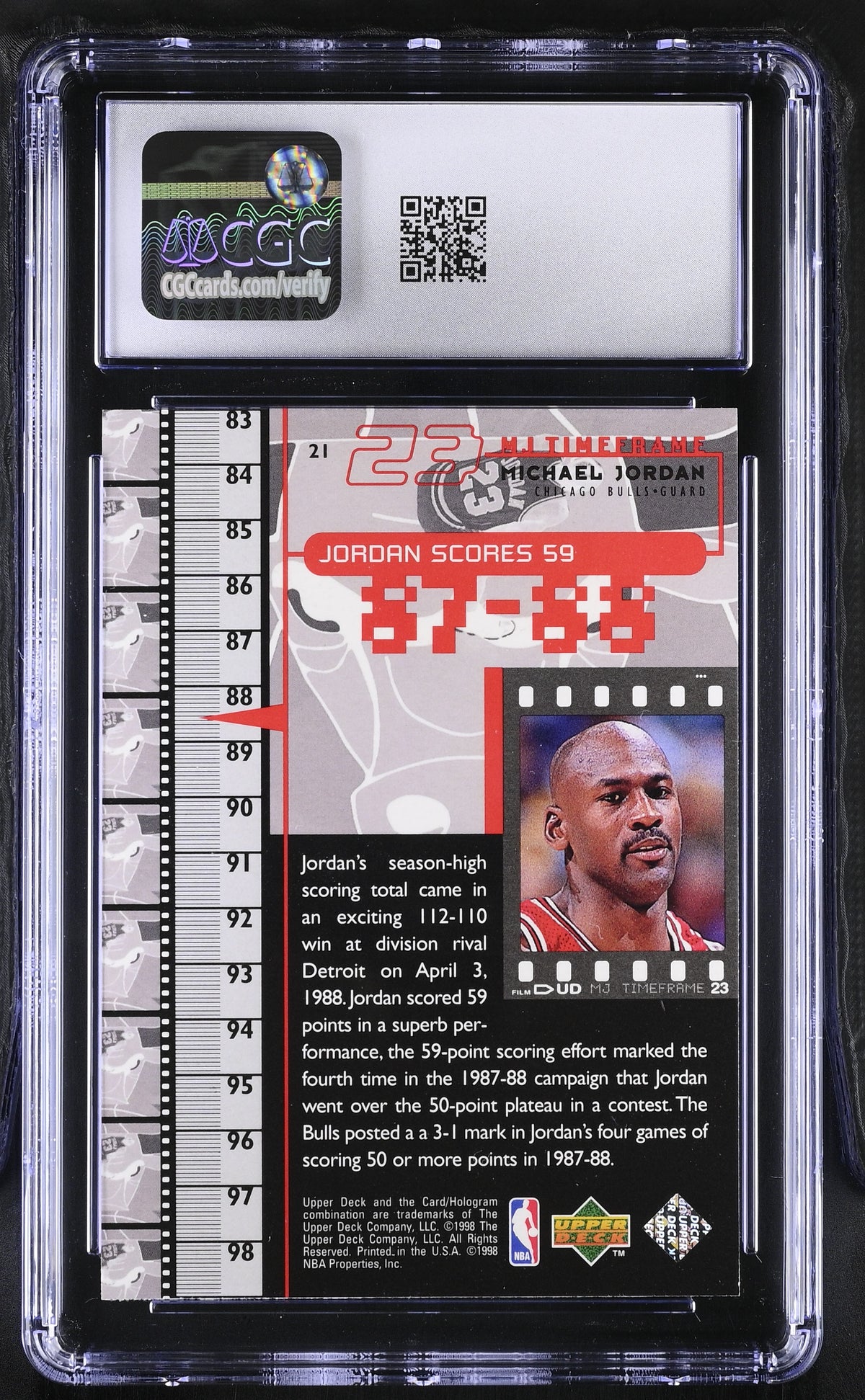 1998 Upper Deck MJ Living Legend Michael Jordan #21 CGC 9 Chicago Bulls