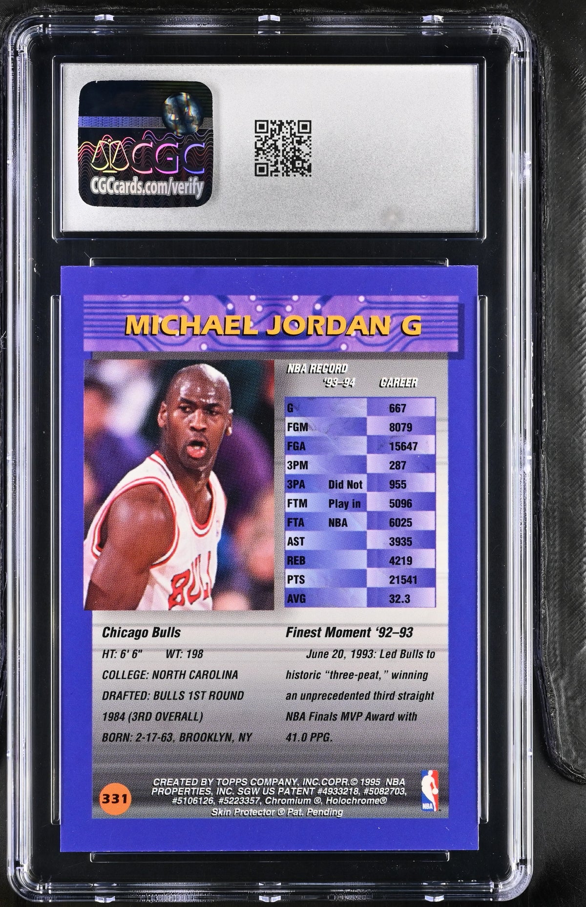 1994-95 Topps Finest Michael Jordan #331 CGC 9 Chicago Bulls