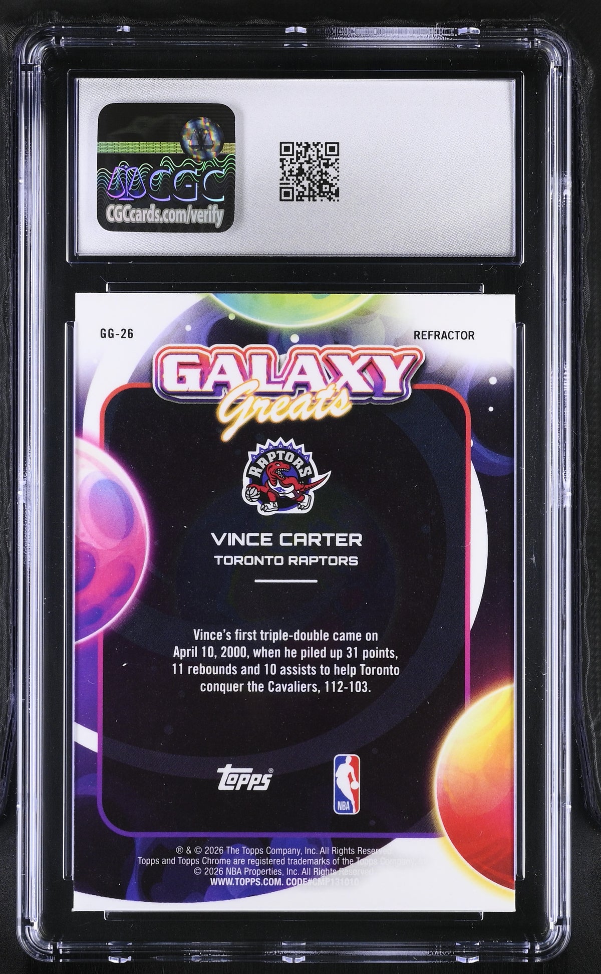 2025-26 Topps Cosmic Chrome Vince Carter Refractor Galaxy Greats #GG-26 CGC 9