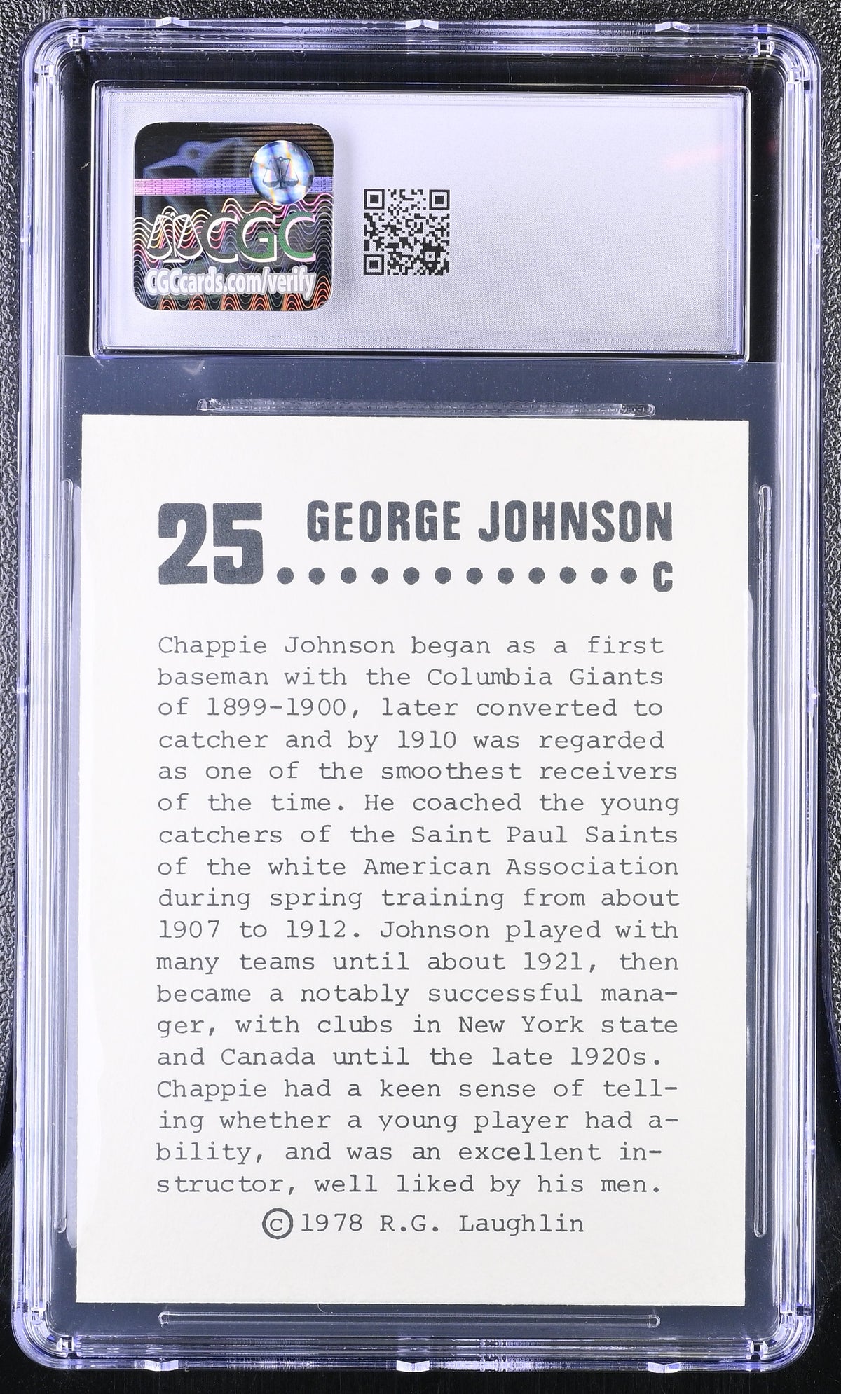 1978 Laughlin Long-Ago Black Stars Chappie Johnson #25 CGC 9