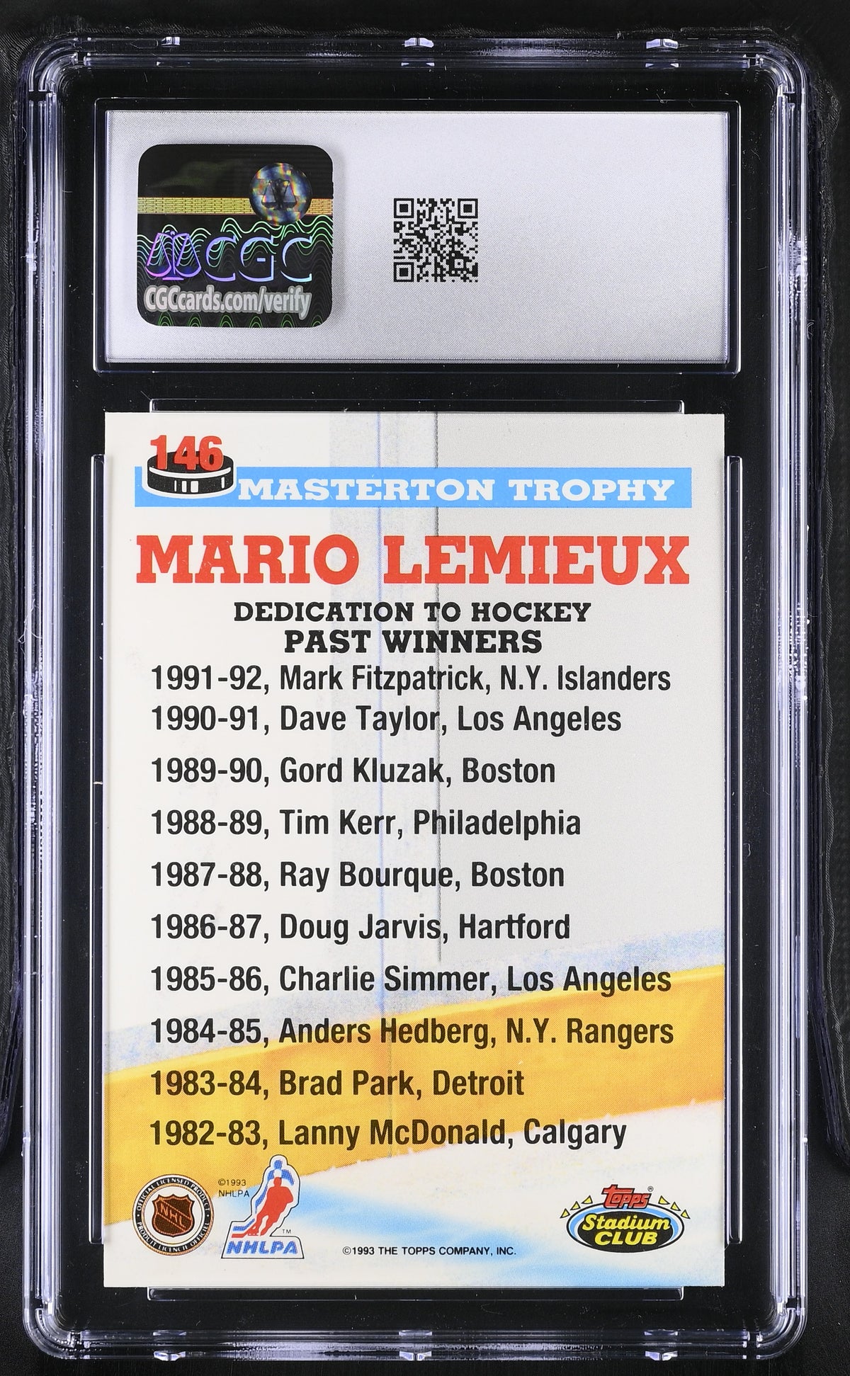 1993-94 Stadium Club Mario Lemieux #146 CGC 9.5 Pittsburgh Penguins
