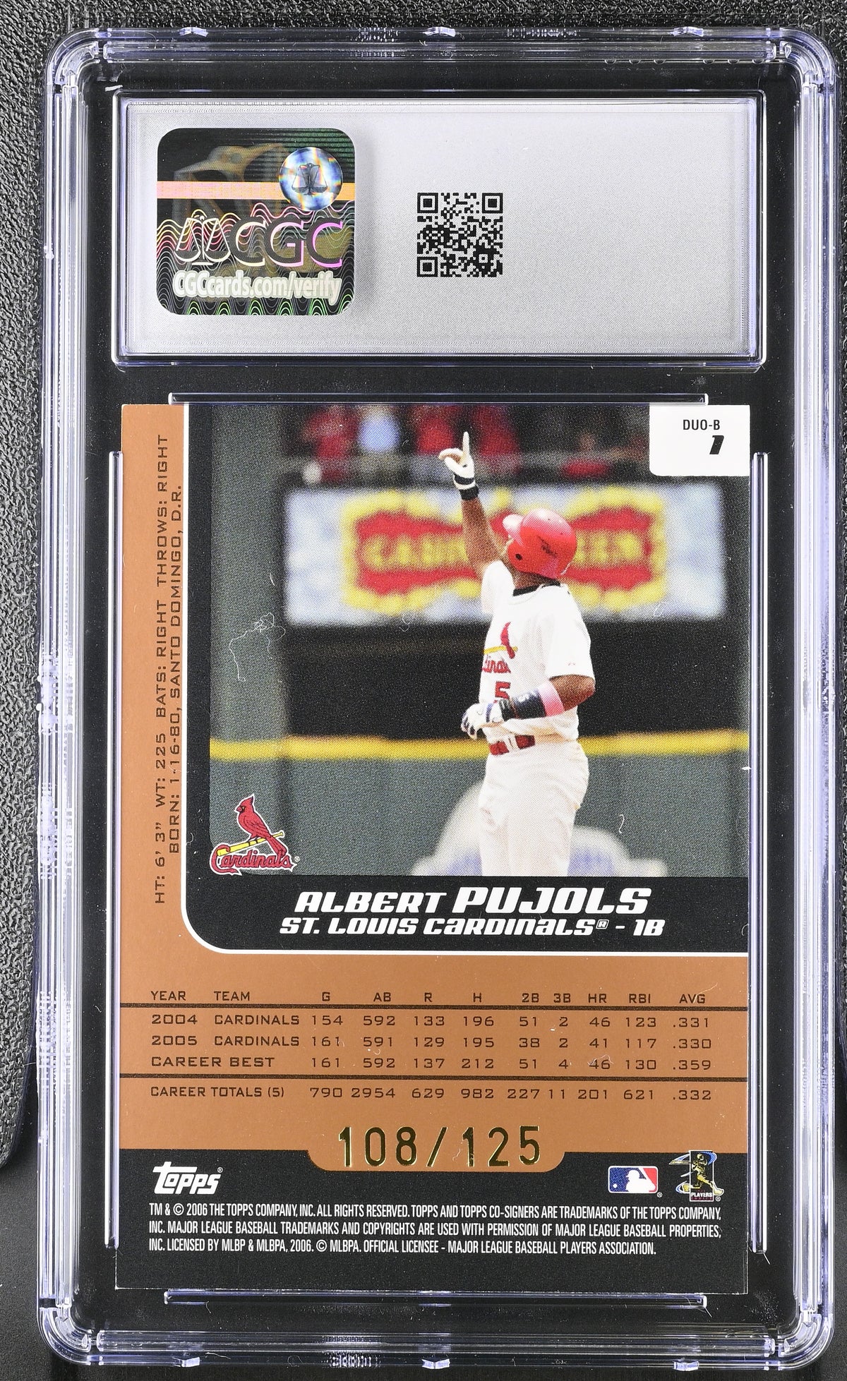 2006 Topps Co-Signers Albert Pujols/Jim Edmonds Bronze Changing #1-B CGC 9.5