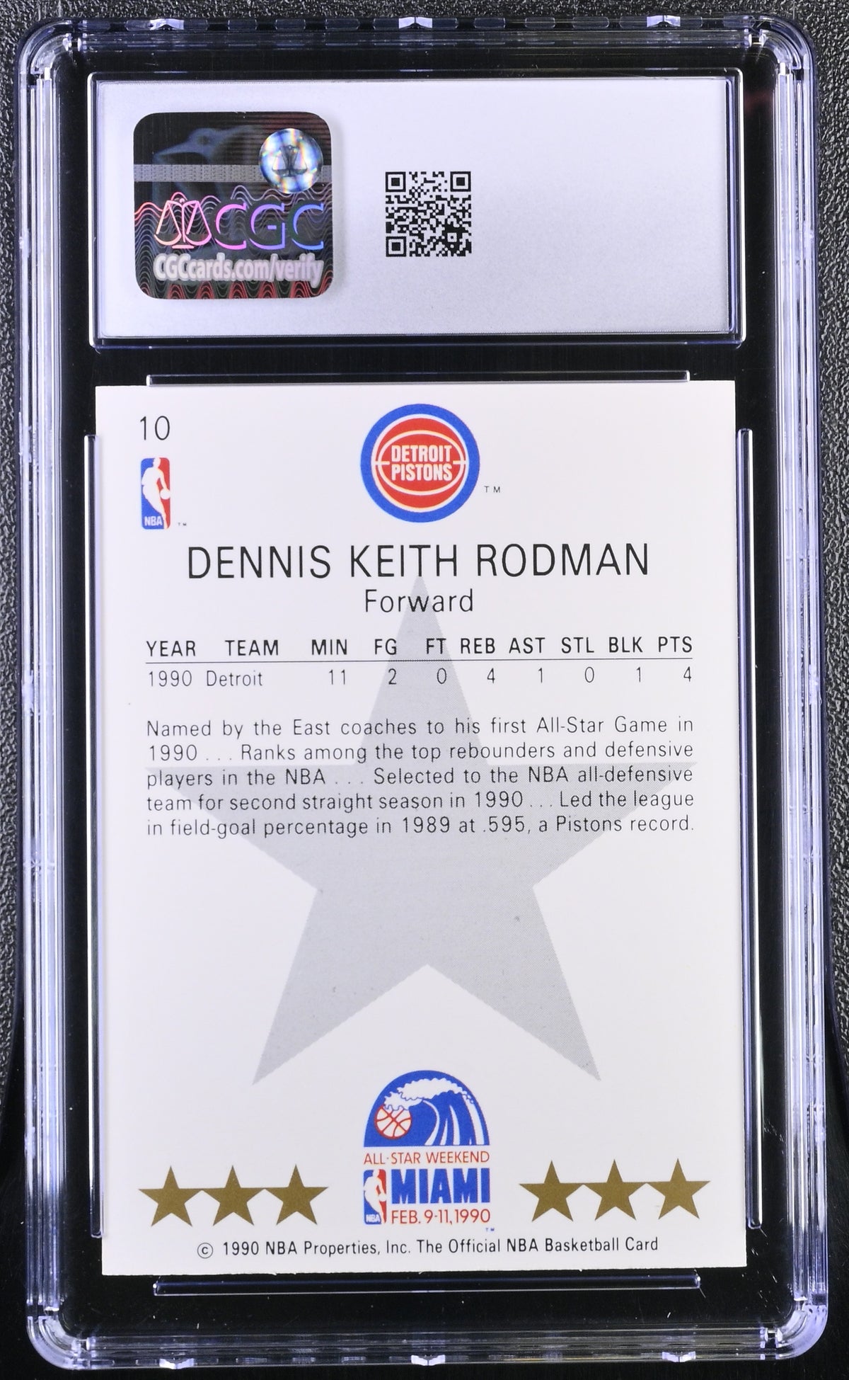 1990-91 Hoops Dennis Rodman All-Star #10 CGC 9.5 Chicago Bulls