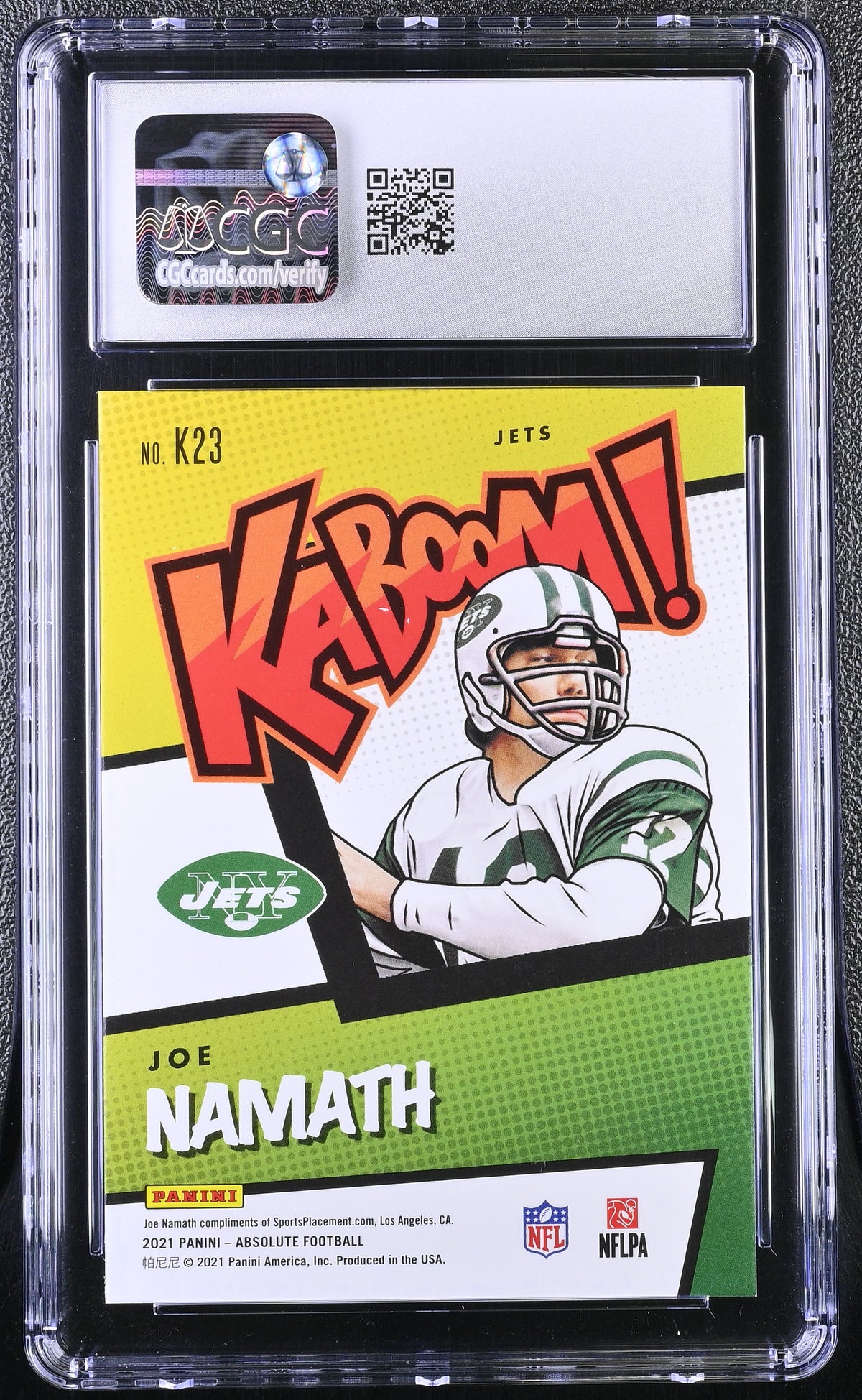 2021 Panini Absolute Joe Namath Kaboom! #K23 CGC 10 New York Jets