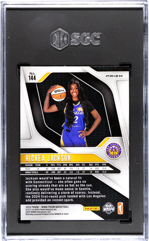 2024 Panini Prizm Wnba Rickea Jackson Blue Velocity Rookie #144 SGC 9.5 Sparks