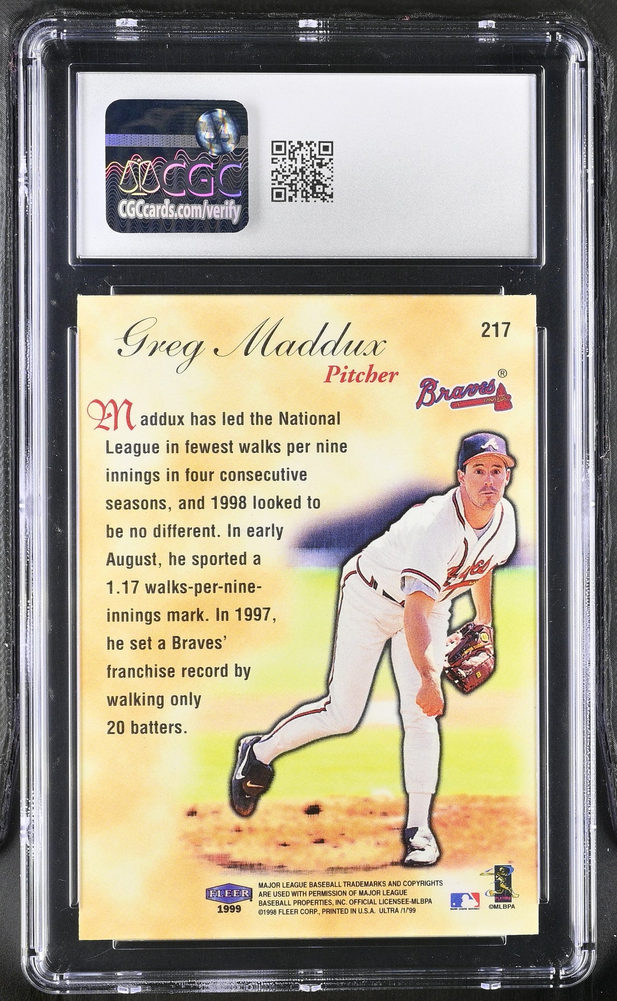 1999 Fleer Ultra Greg Maddux #217 CGC 10 Atlanta Braves