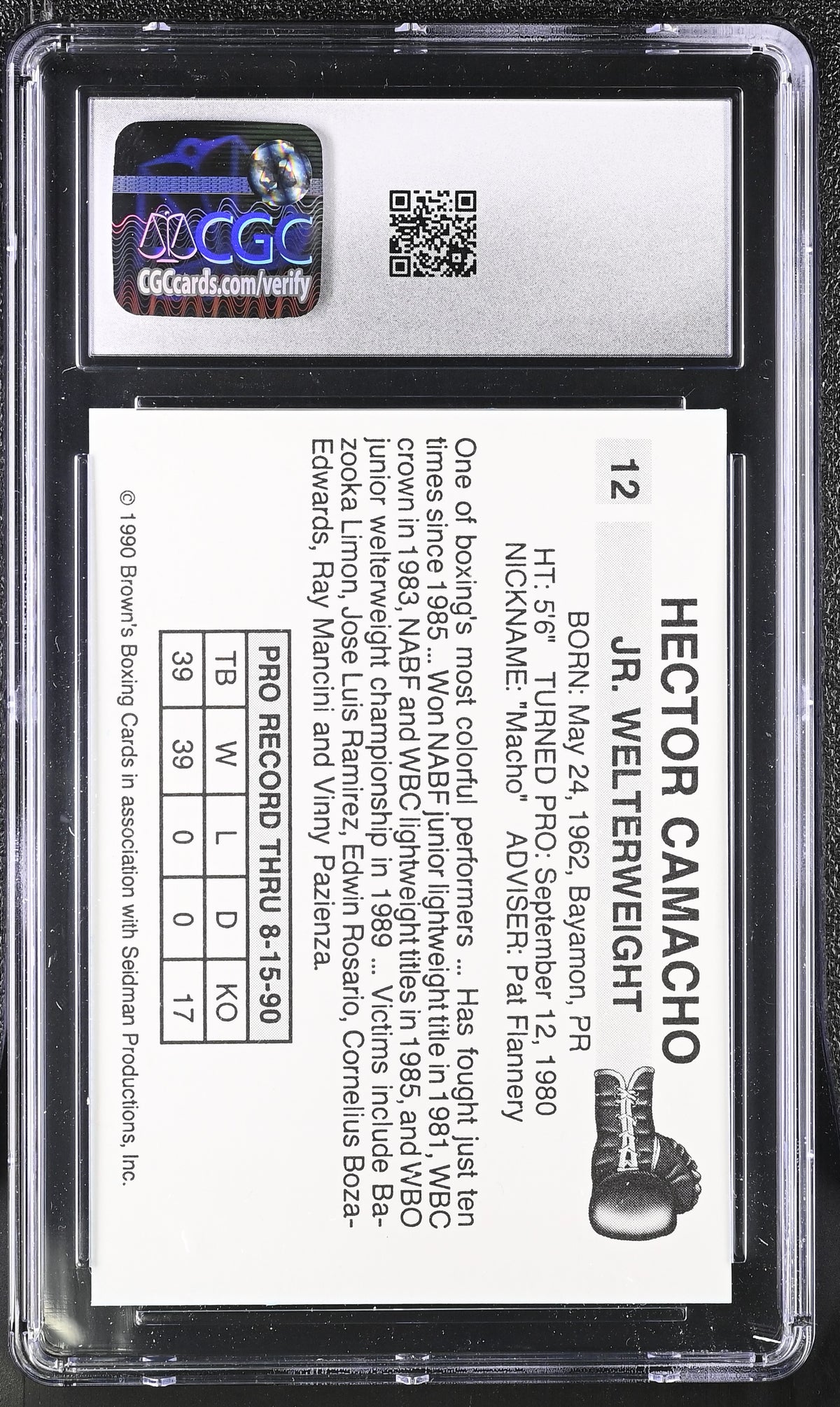 1990 Brown's Hector Camacho #12 CGC 10