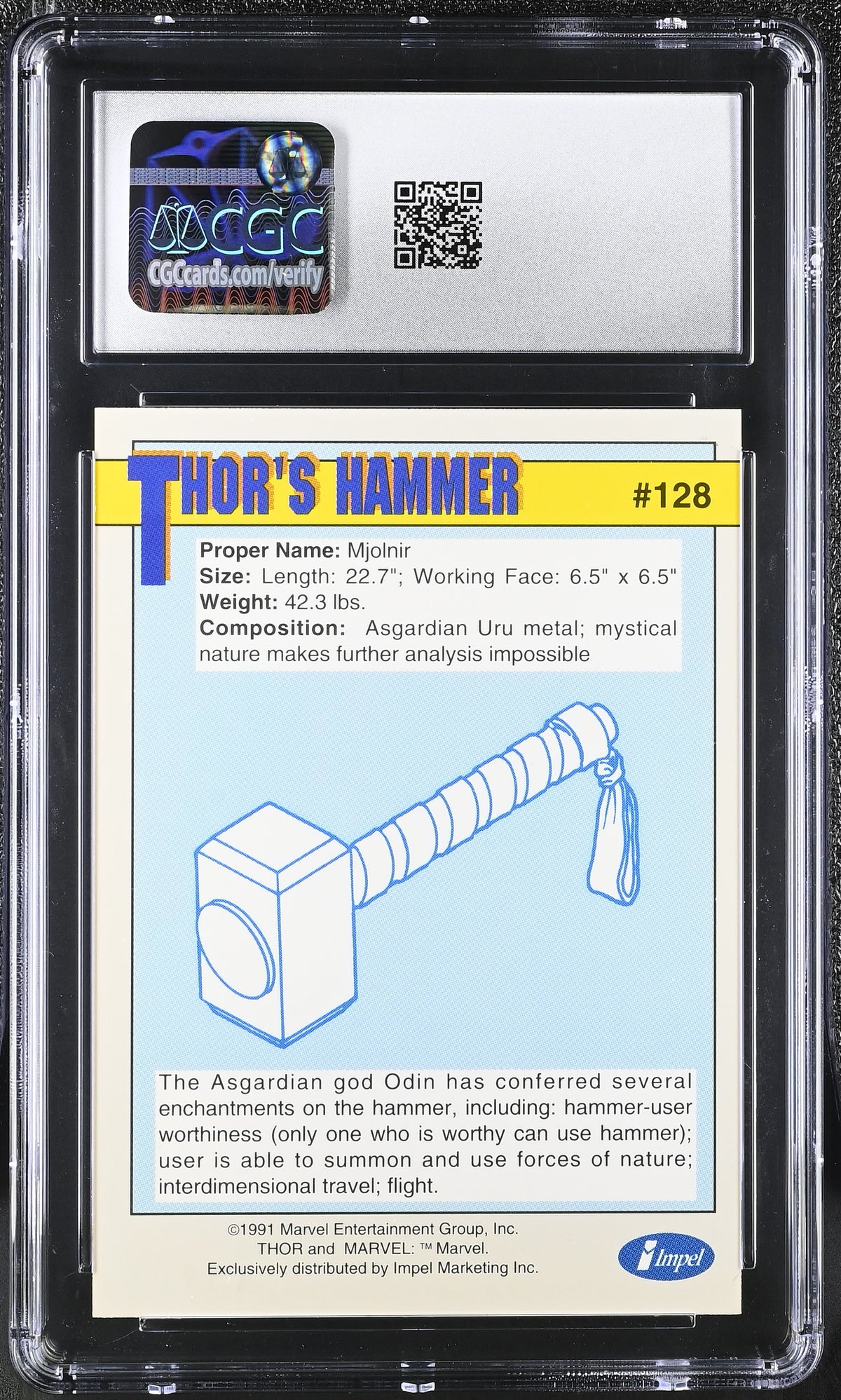 1991 Impel Marvel Universe Series II Thor's Hammer #128 Weapons CGC 10