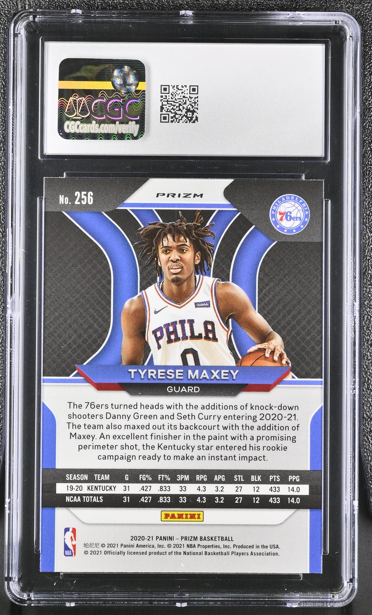 2020-21 Panini Prizm Tyrese Maxey Ruby Wave Rookie #256 CGC 9 Philadelphia 76ers
