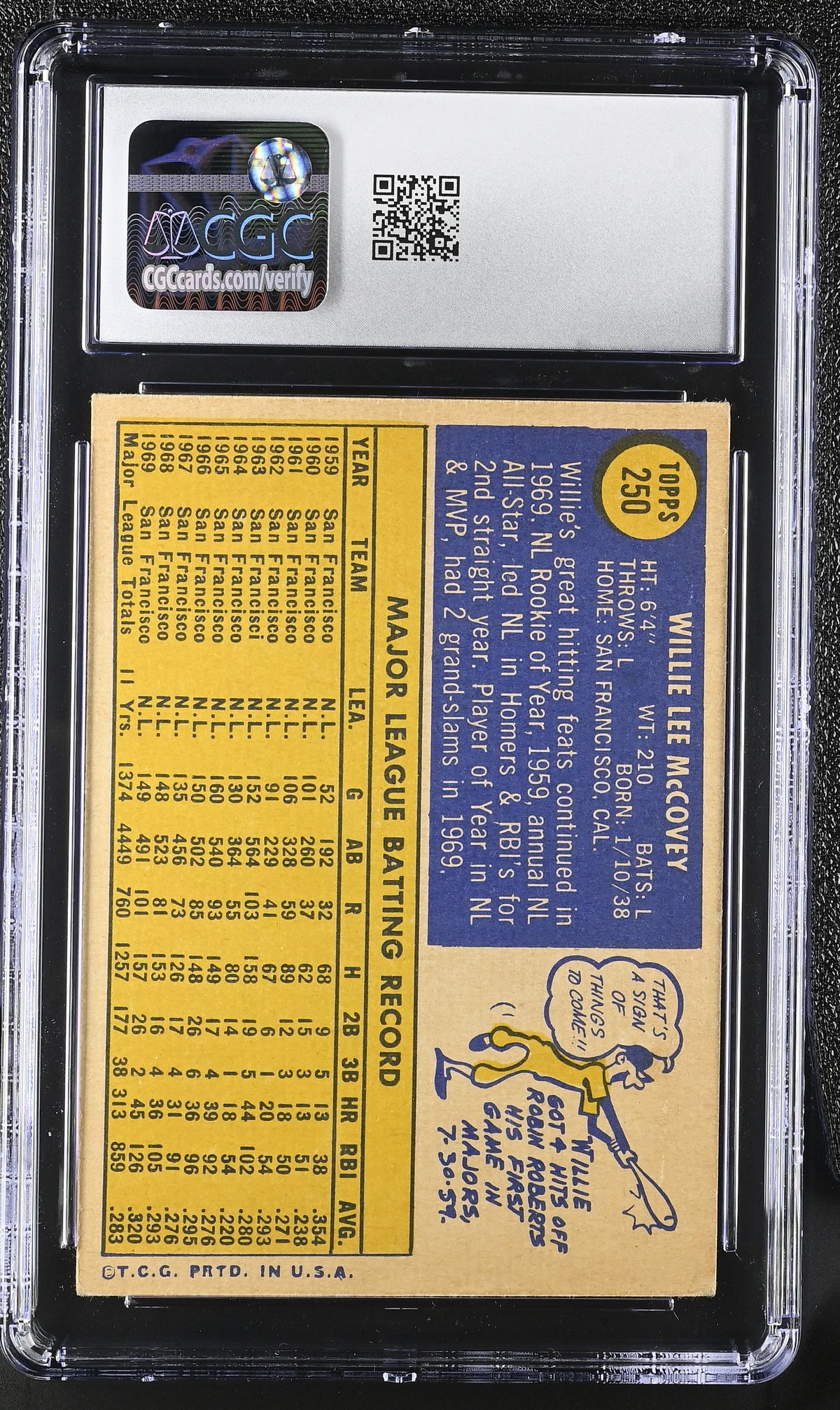 1970 Topps Willie McCovey #250 CGC 5