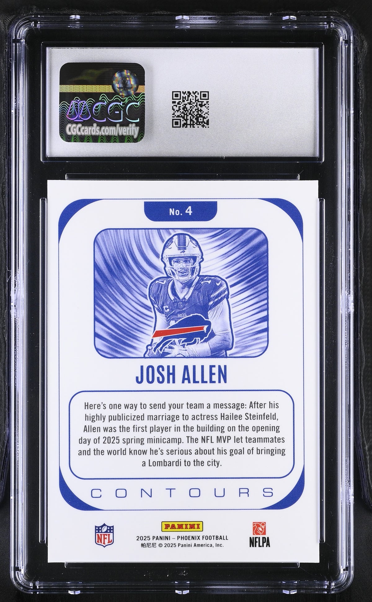 2025 Panini Phoenix Josh Allen Contours #4 CGC 9.5 Buffalo Bills