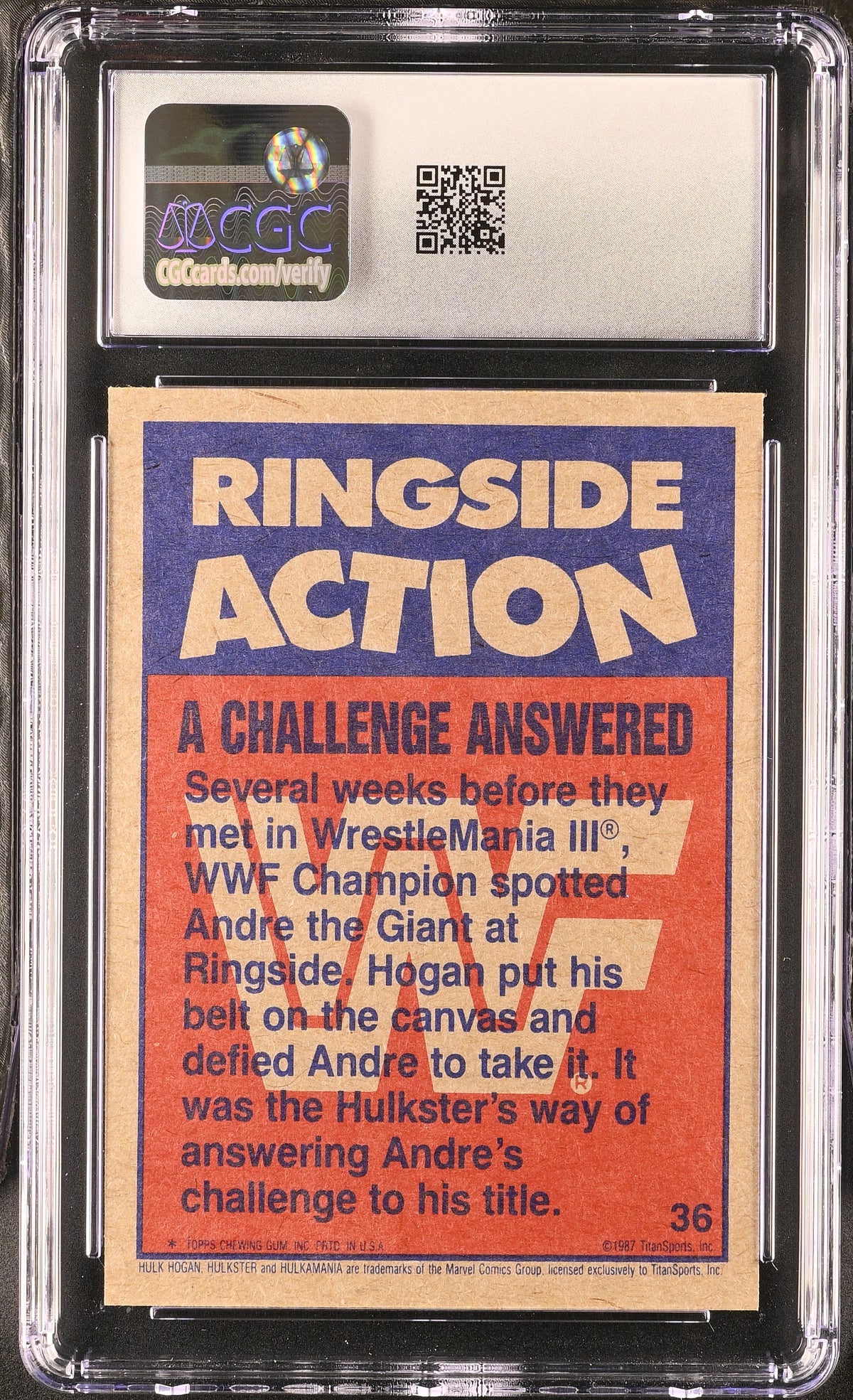 1987 Topps WWF A Challenge Answered Hulk Hogan #36 CGC 9