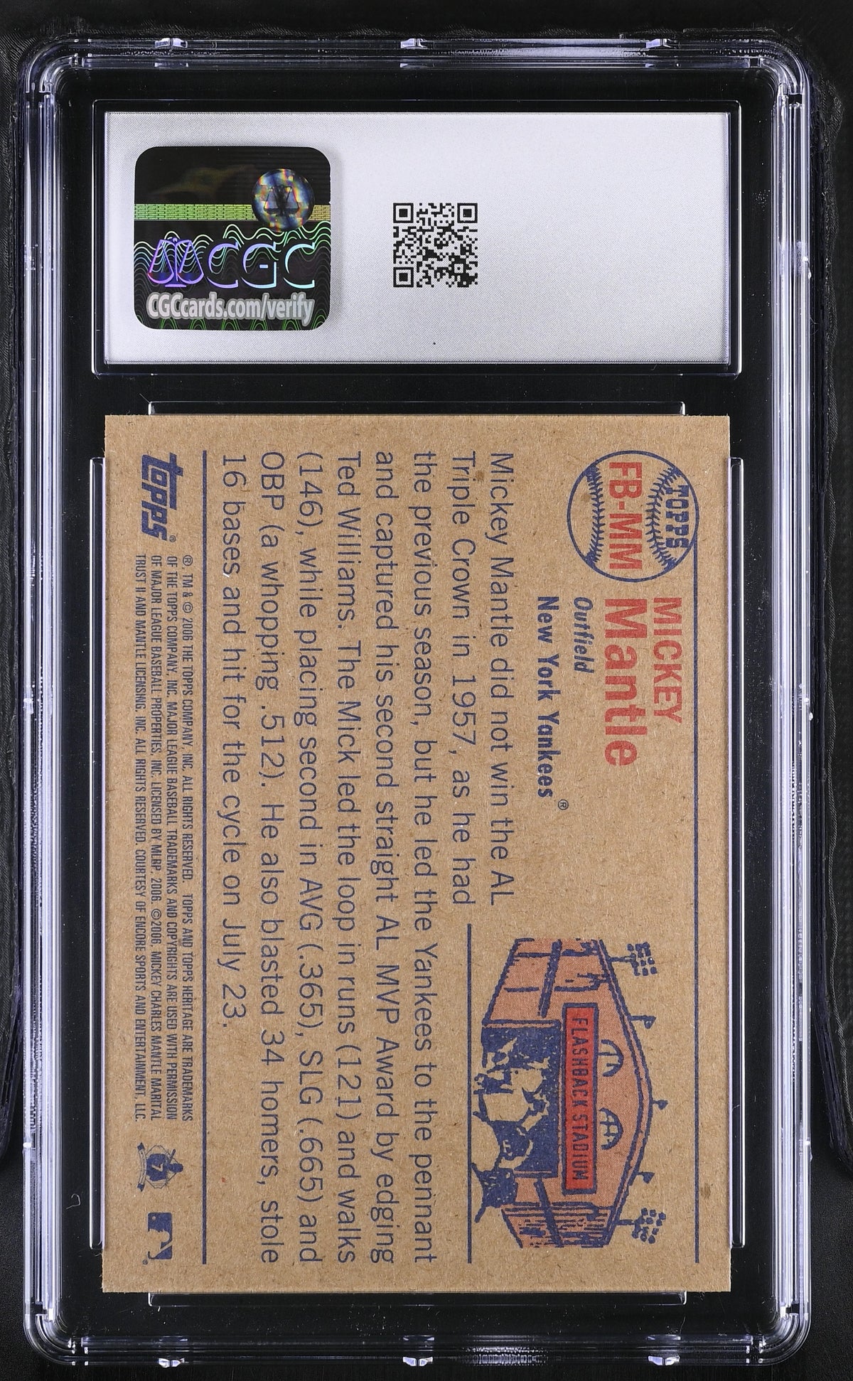 2006 Topps Heritage Mickey Mantle Flashbacks #FB-MM CGC 10 New York Yankees