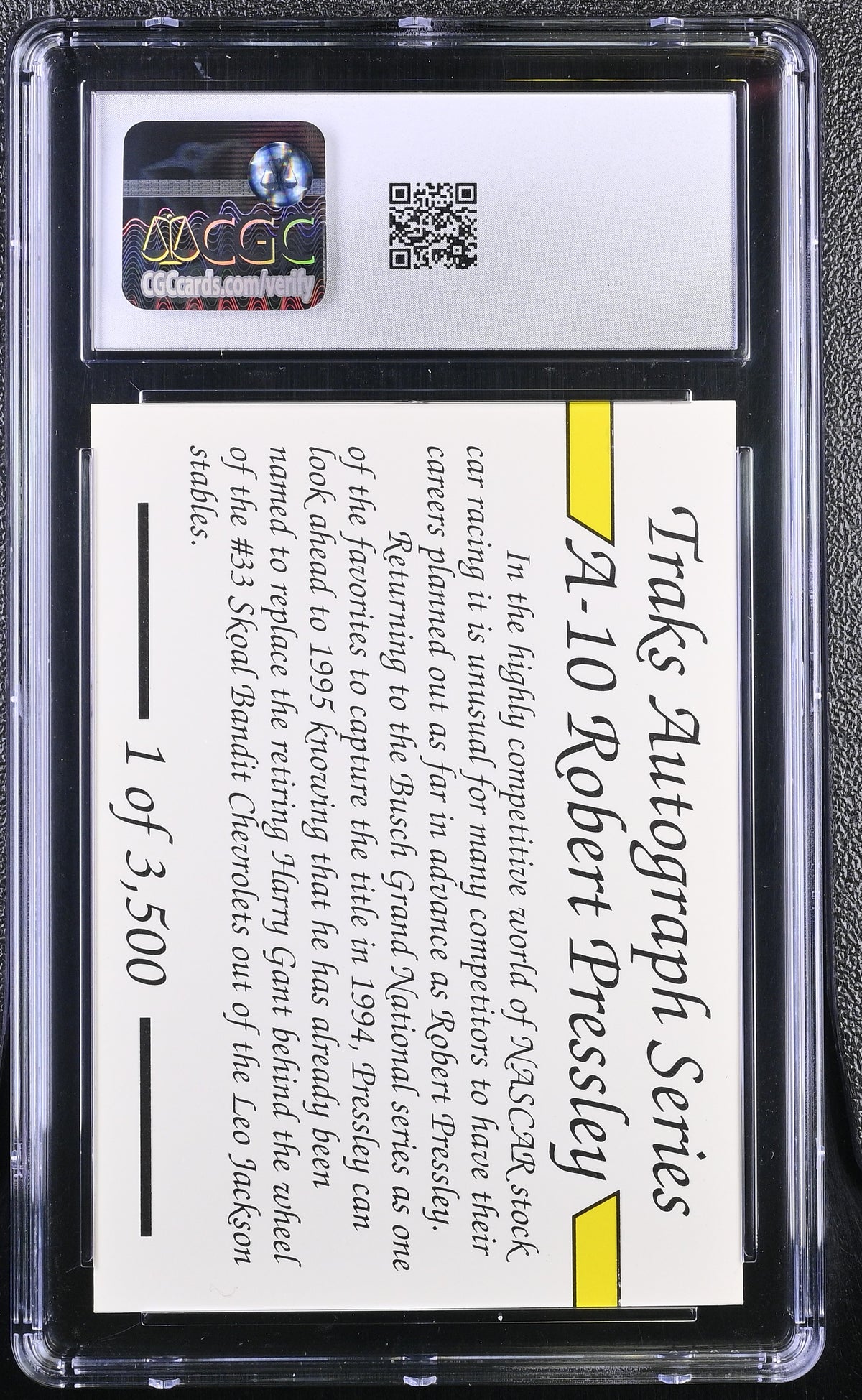 1994 Traks Premium Robert Pressley Autographs #A-10 CGC 10