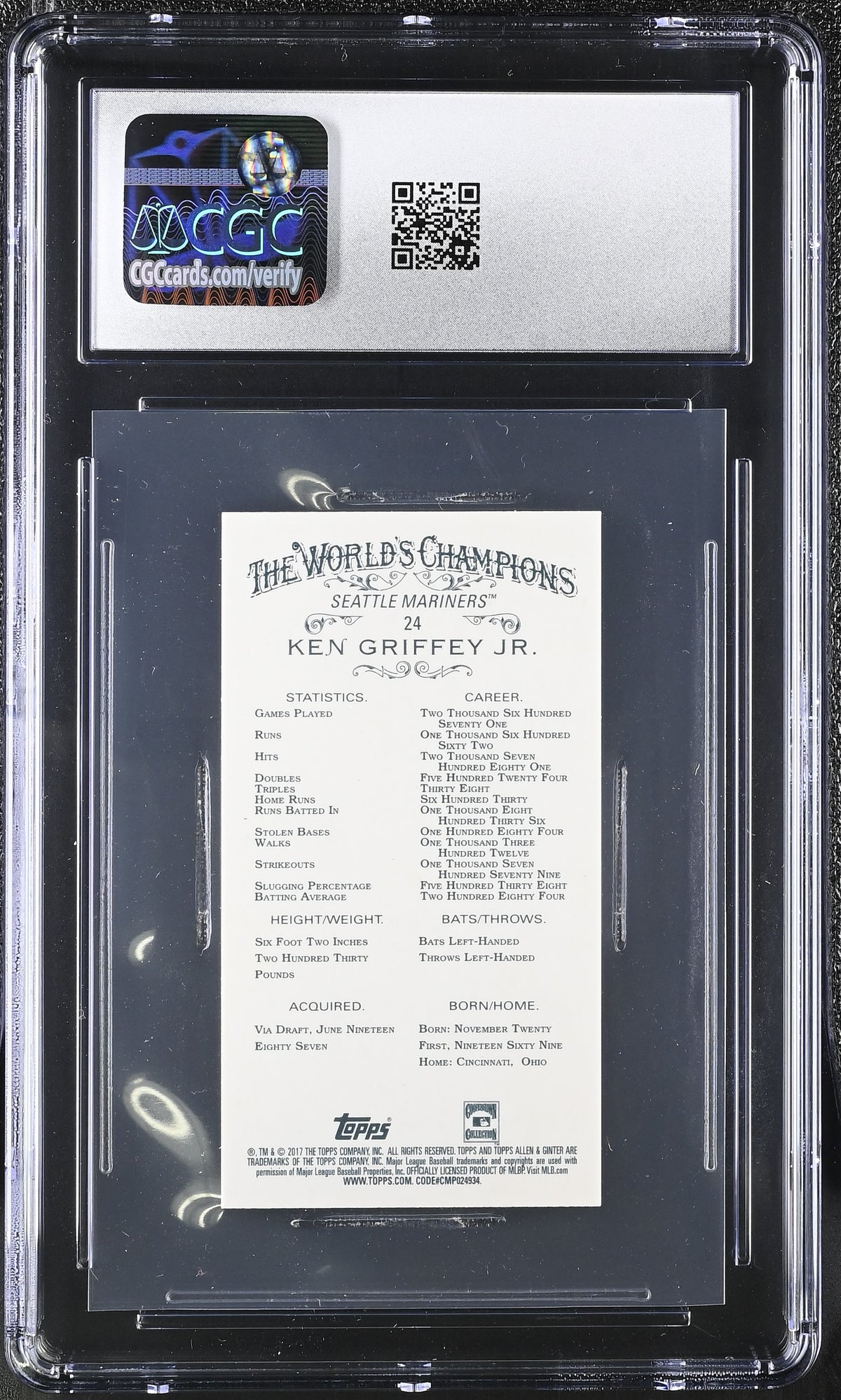 2017 Topps Allen & Ginter Ken Griffey Jr. Mini #24 CGC 9.5 Seattle Mariners