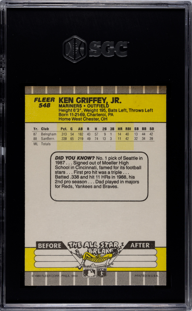1989 Fleer Ken Griffey JR. #548 SGC 4