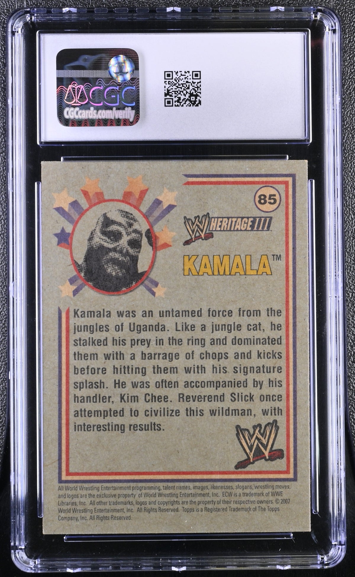2007 Topps WWE Heritage III Kamala #85 CGC 9.5