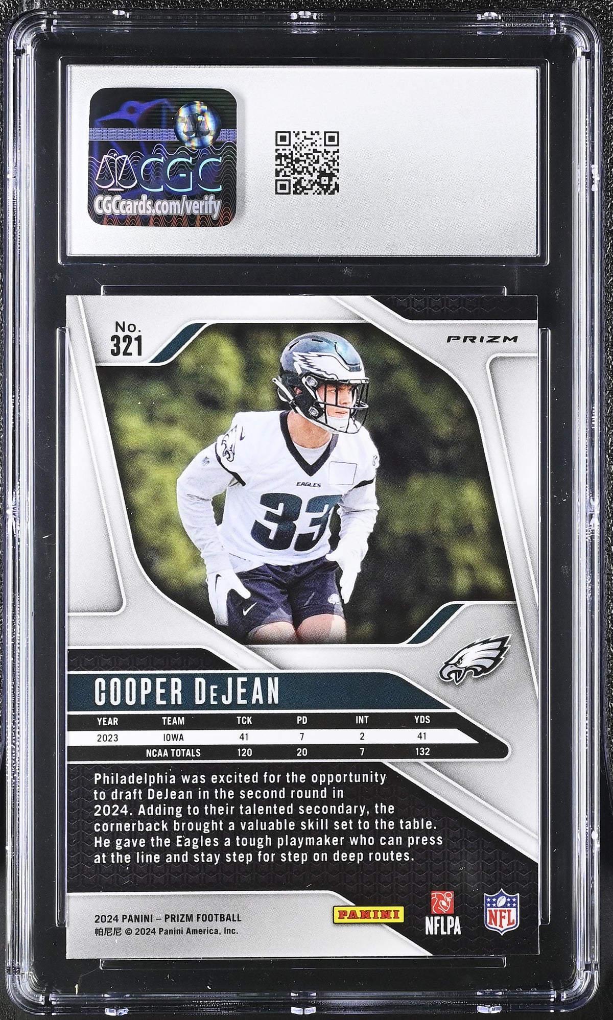 2024 Panini Prizm Cooper DeJean Silver Rookie #321 CGC 9.5 Philadelphia Eagles