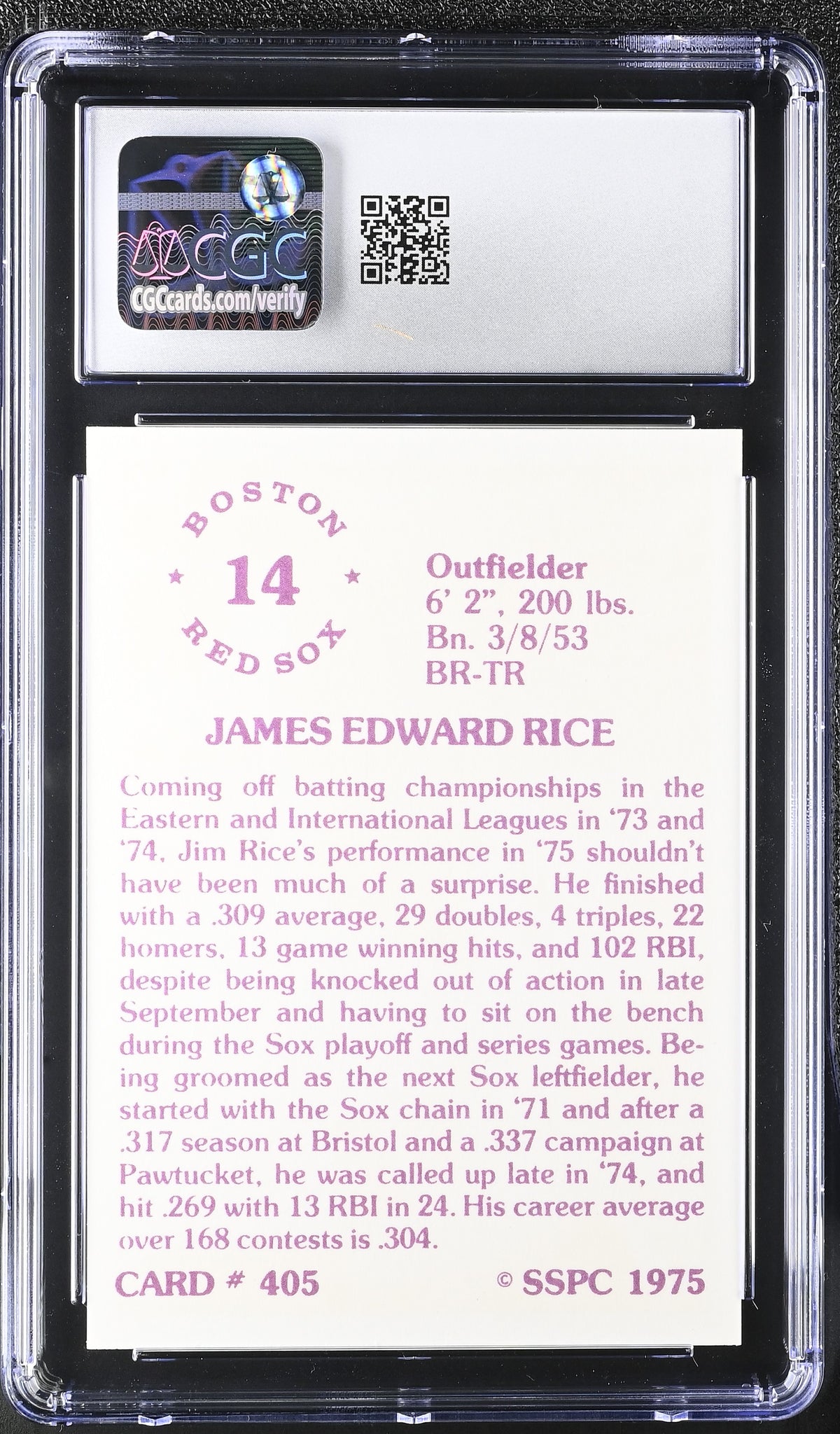 1976 Sspc Jim Rice #405 CGC 9
