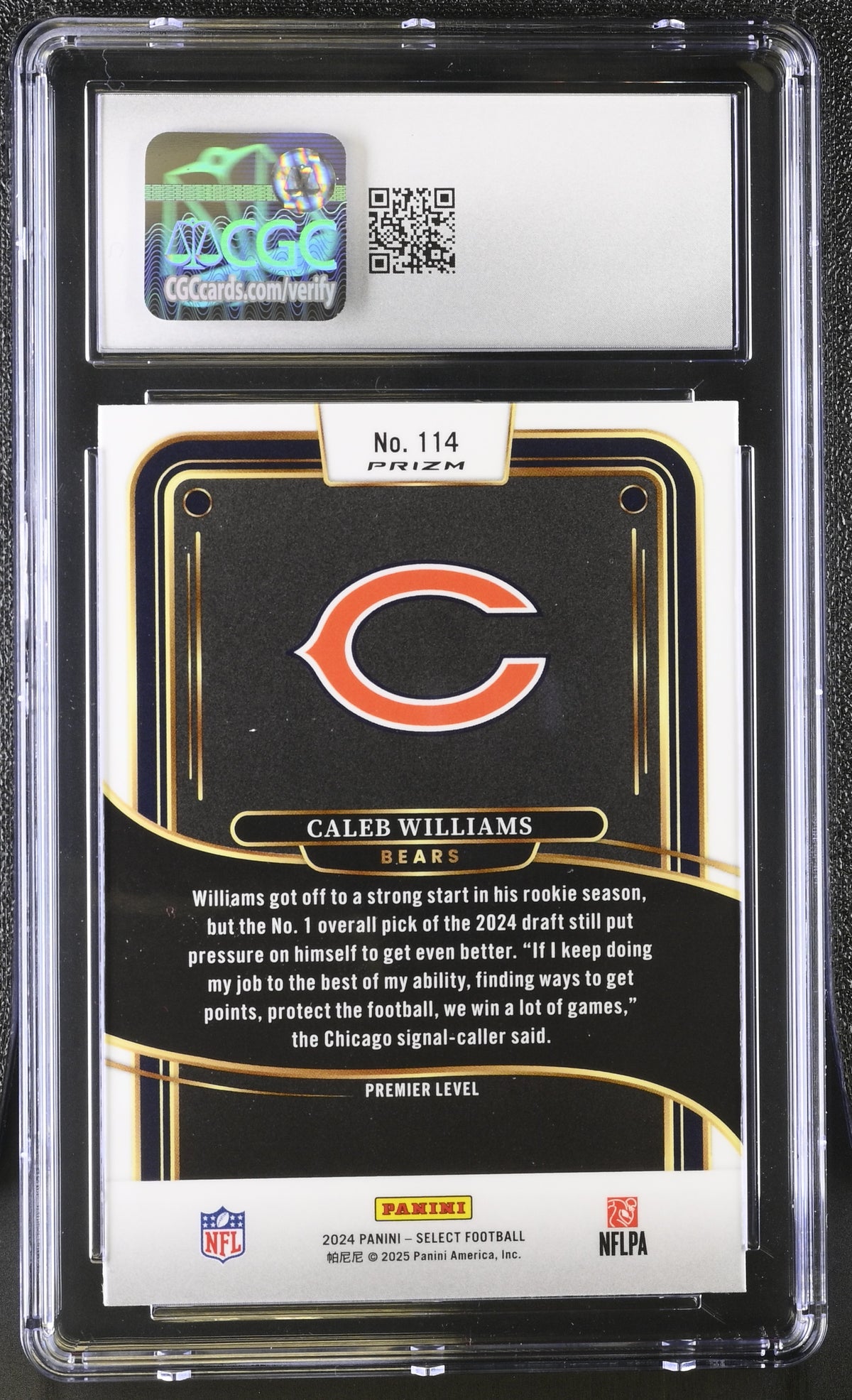 2024 Panini Select Caleb Williams Red & Yellow Shock Rookie #114 CGC 9 Bears