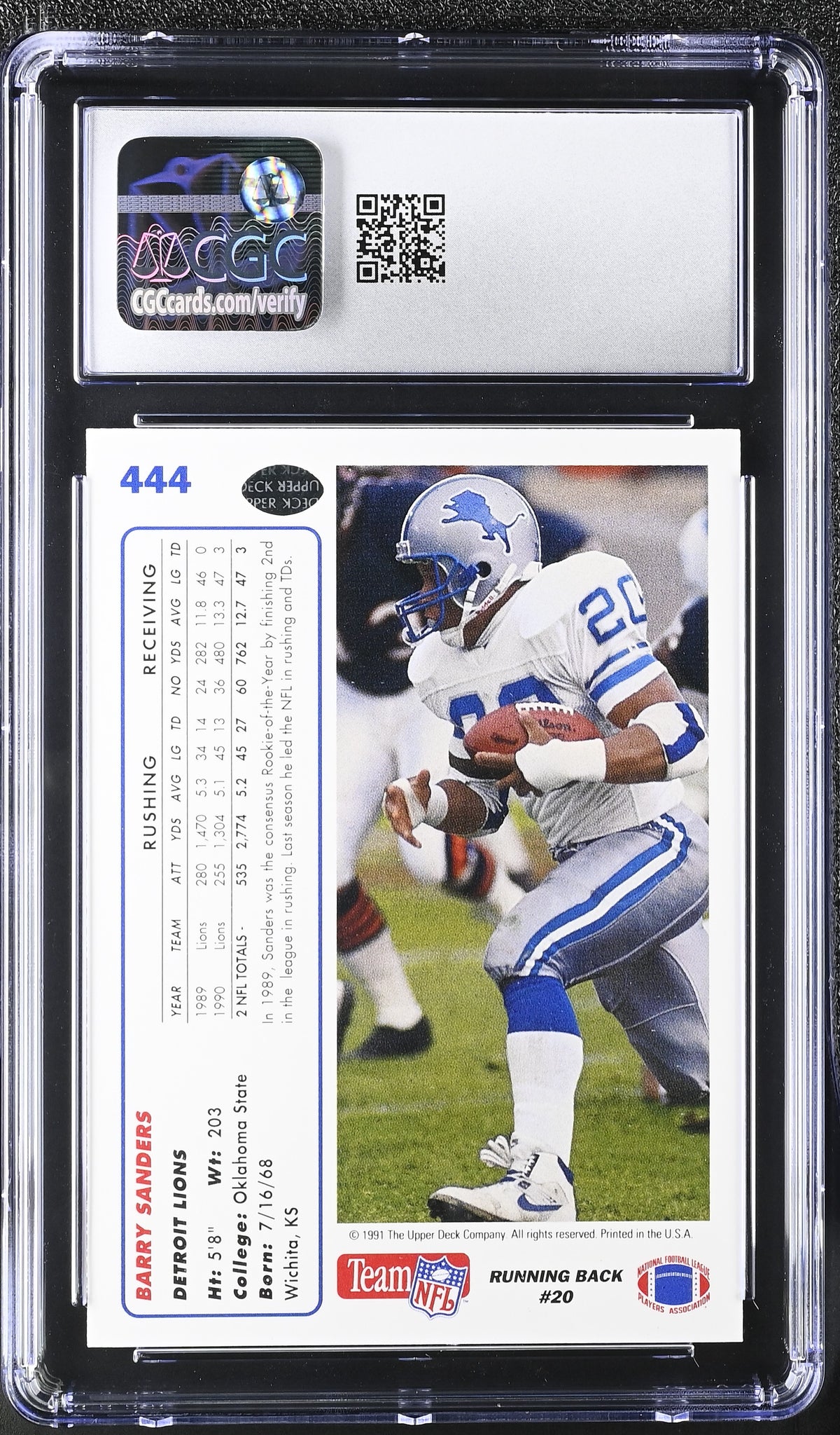 1991 Upper Deck Barry Sanders #444 CGC 9.5