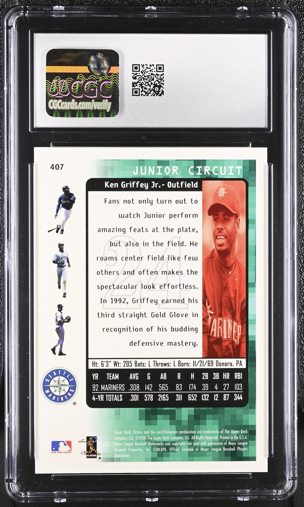 2000 Upper Deck Victory Ken Griffey Jr. #407 CGC 9.5