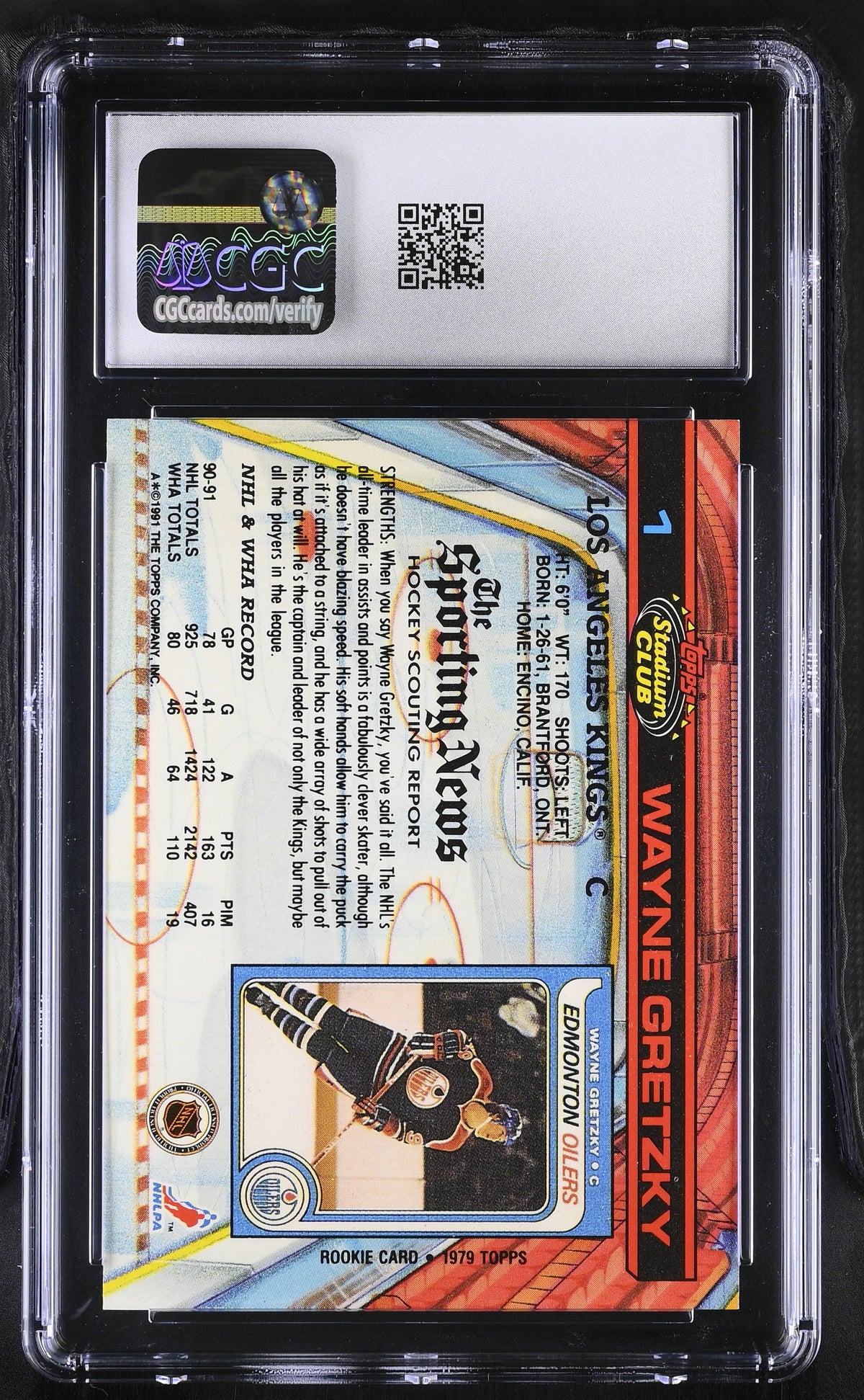 1991-92 Stadium Club Wayne Gretzky #1 CGC 9 Los Angeles Kings