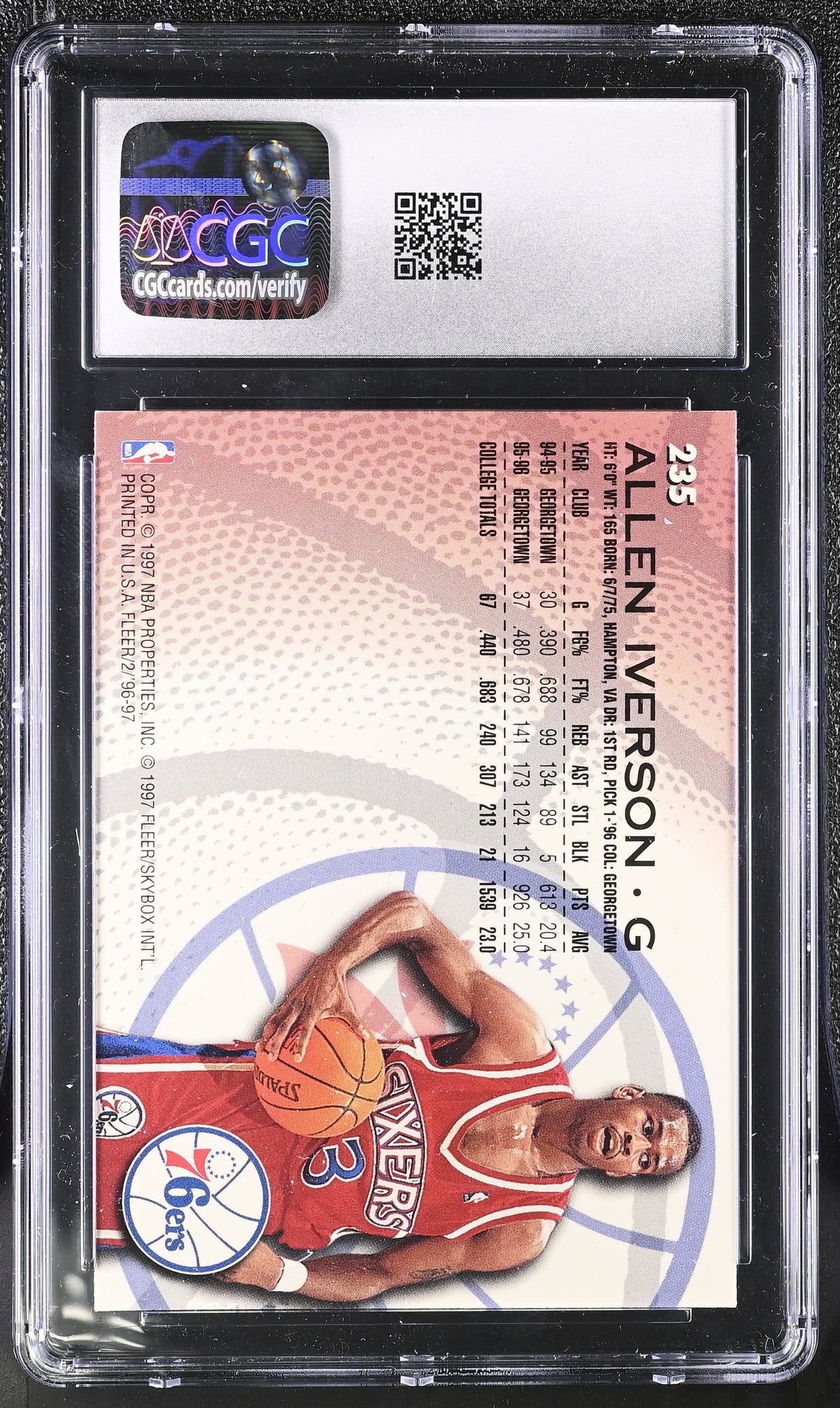 1996-97 Fleer Allen Iverson Rookie #235 CGC 9 Philadelphia 76ers