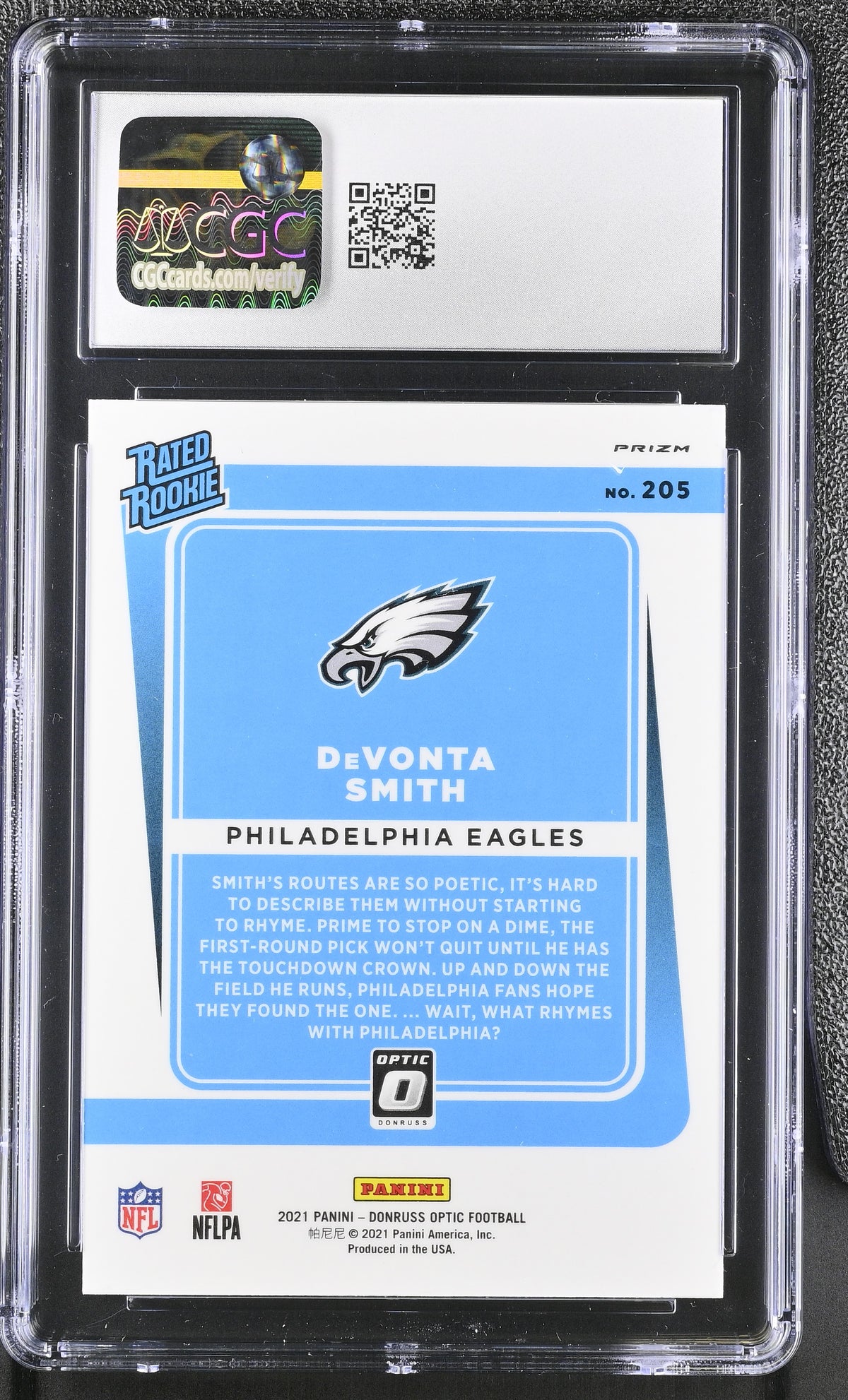 2021 Donruss Optic DeVonta Smith Purple Shock Rookie #205 CGC 10 Eagles