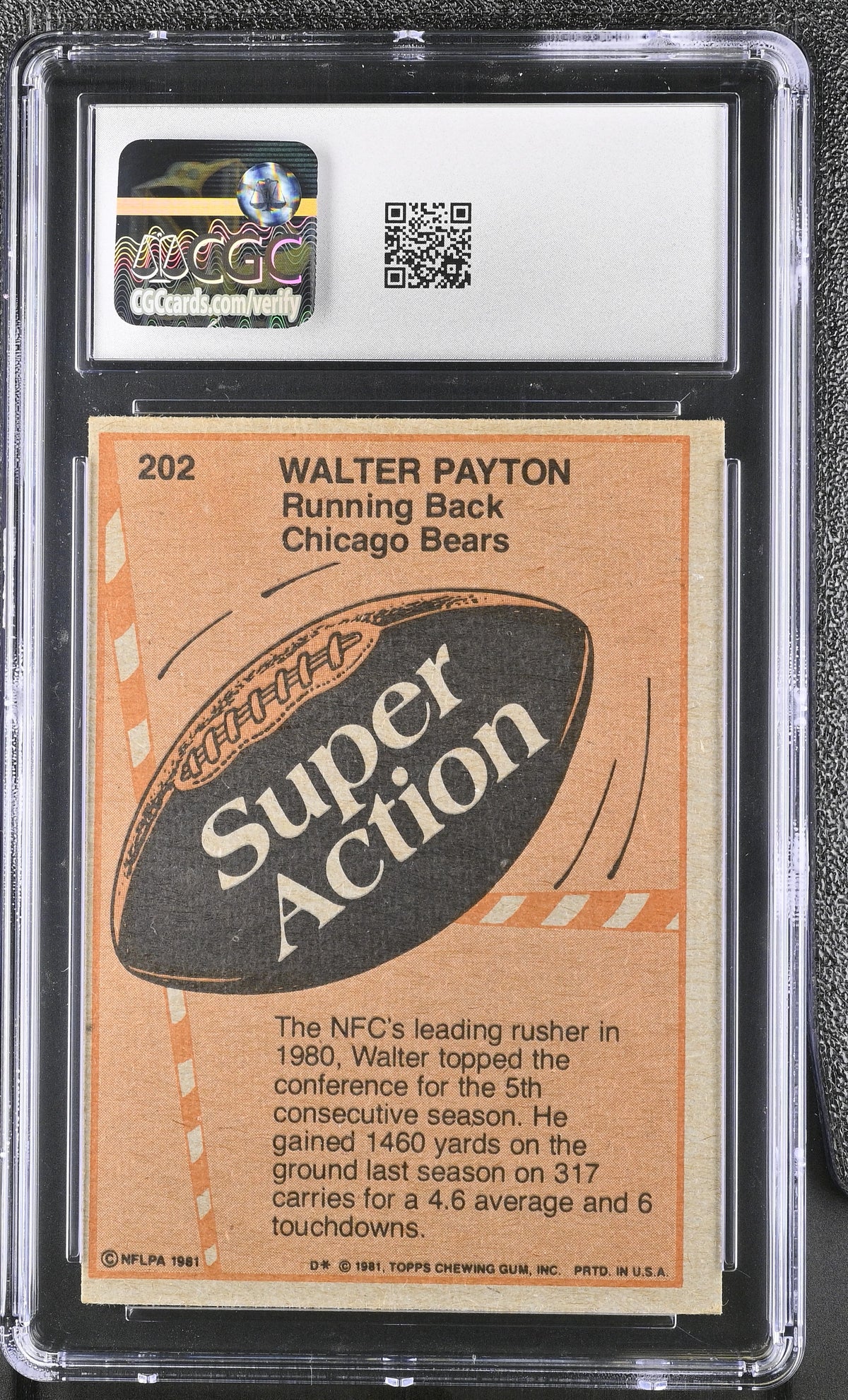 1981 Topps Walter Payton Super Action #202 CGC 8 Chicago Bears