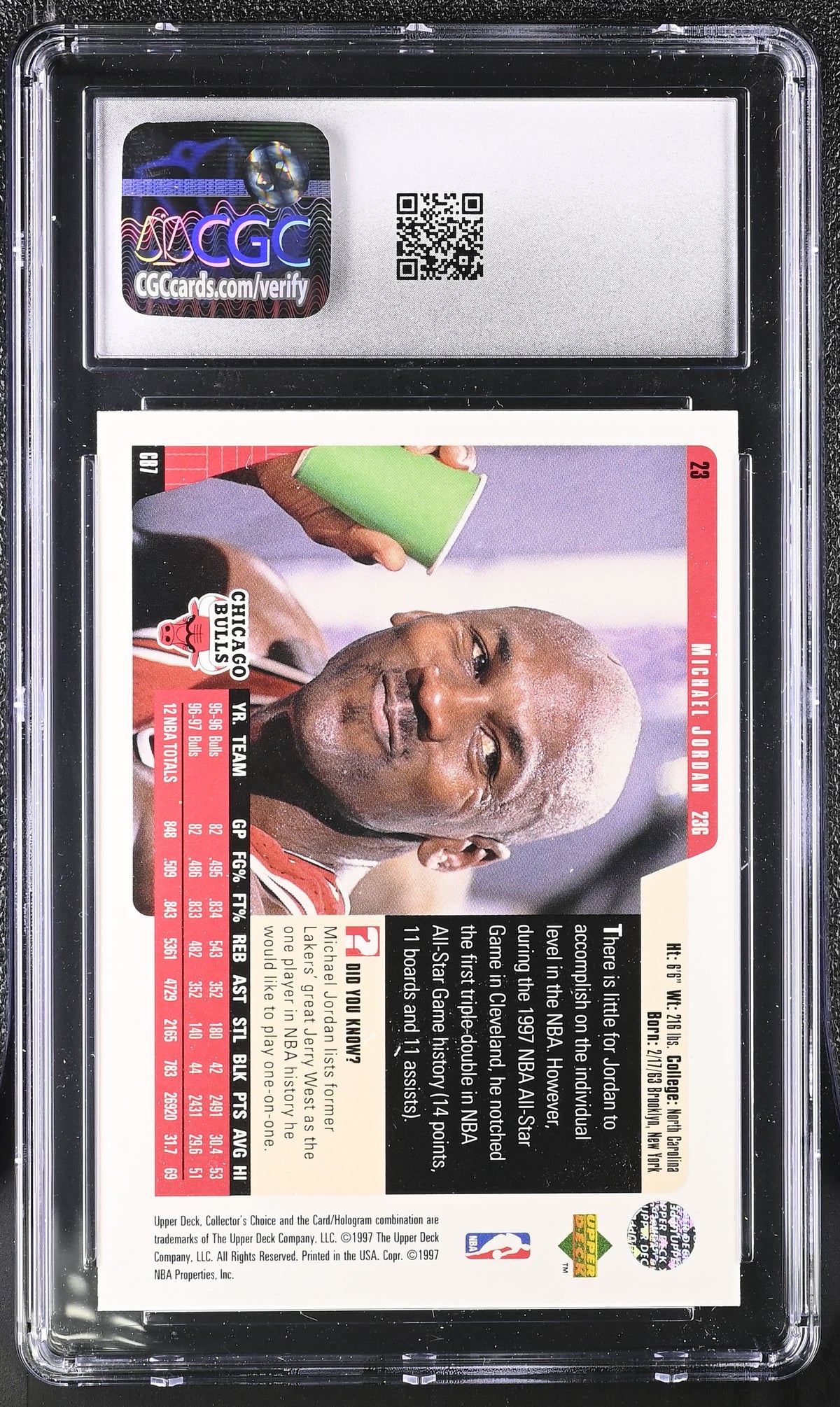1997-98 Collector's Choice Michael Jordan #23 CGC 9 Chicago Bulls
