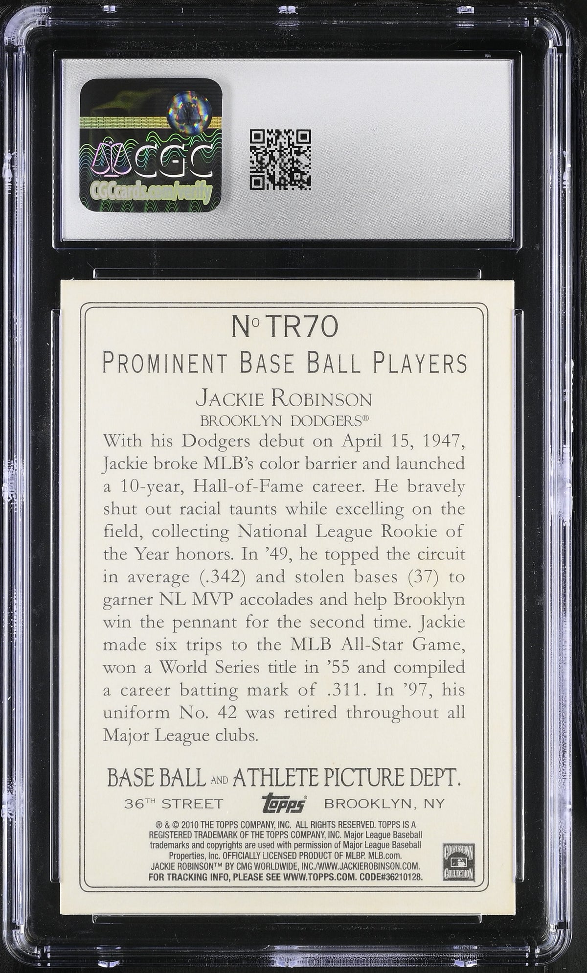 2010 Topps Turkey Red Jackie Robinson #TR70 CGC 9.5 Brooklyn Dodgers