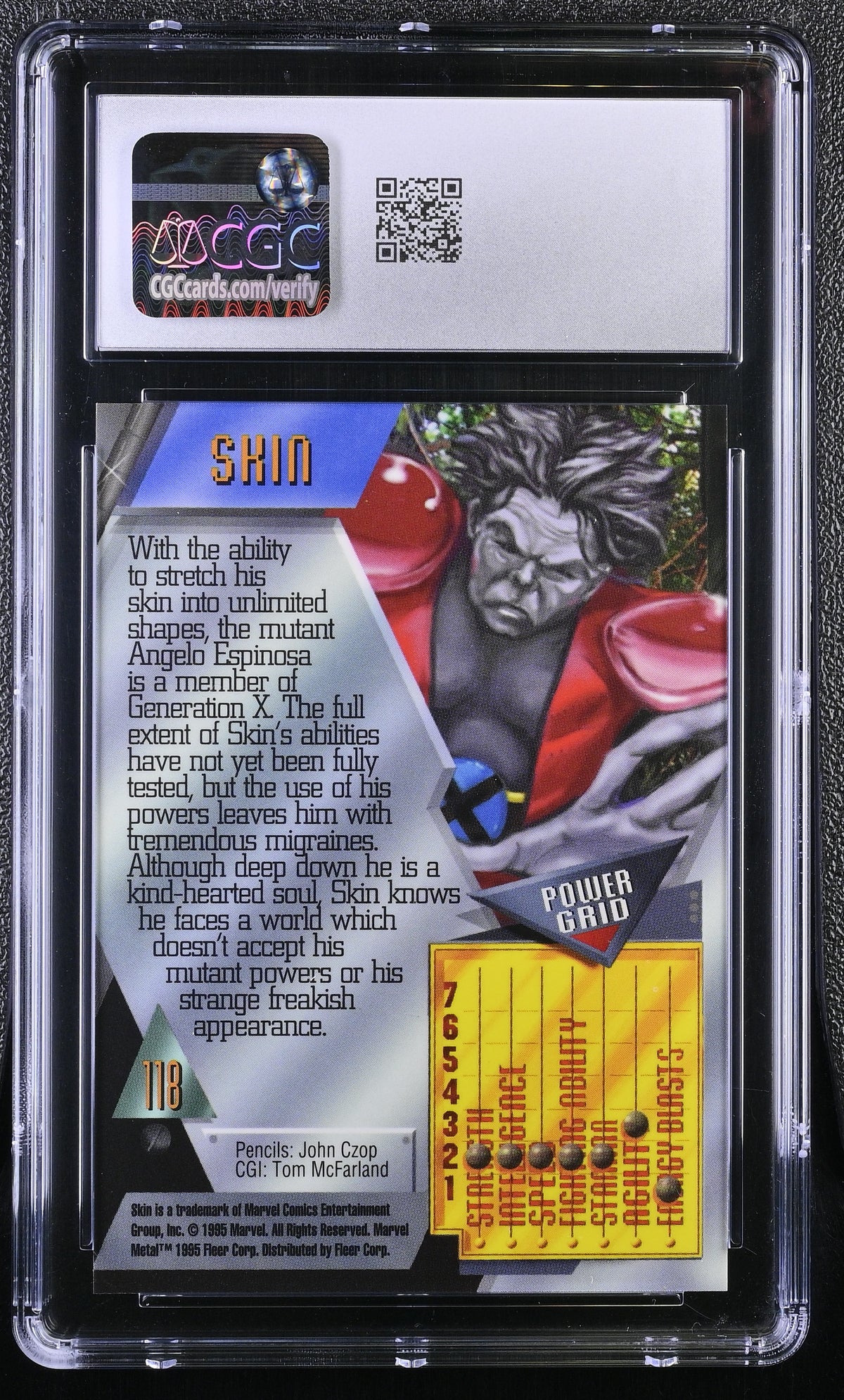 1995 Fleer Marvel Metal Inaugural Edition Skin #118 CGC 9.5