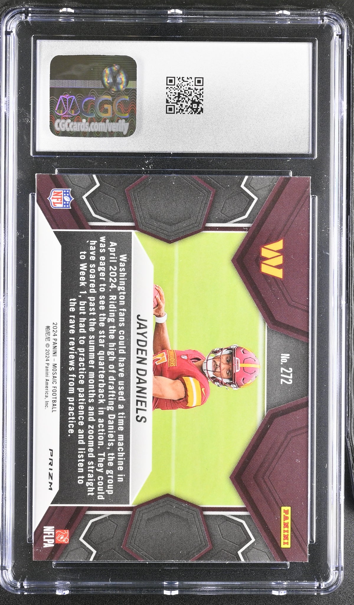 2024 Panini Mosaic Jayden Daniels Reactive Blue Rookie #272 CGC 9 Commanders