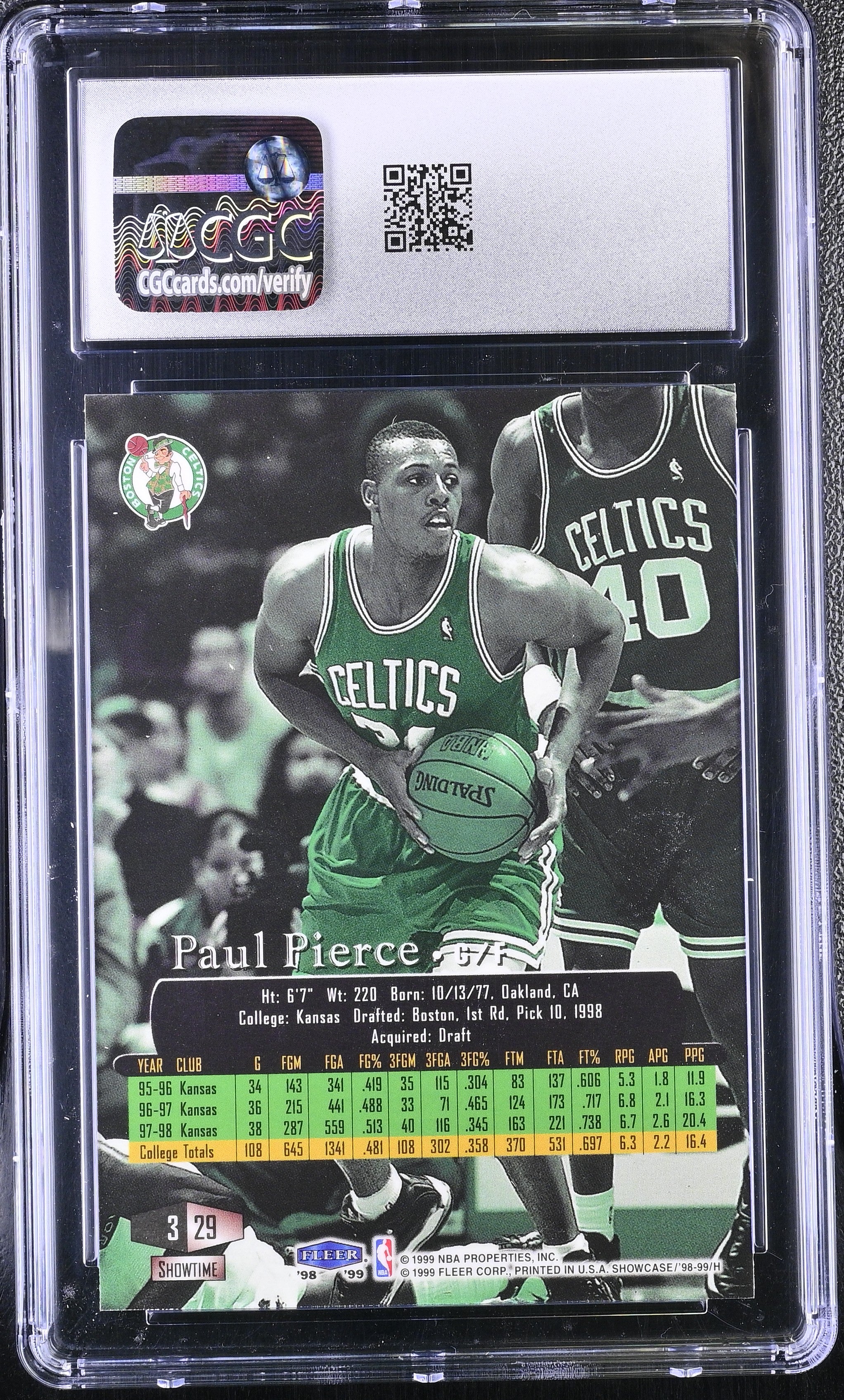 1998-99 Flair Showcase Paul Pierce #29 Row 3 CGC 9