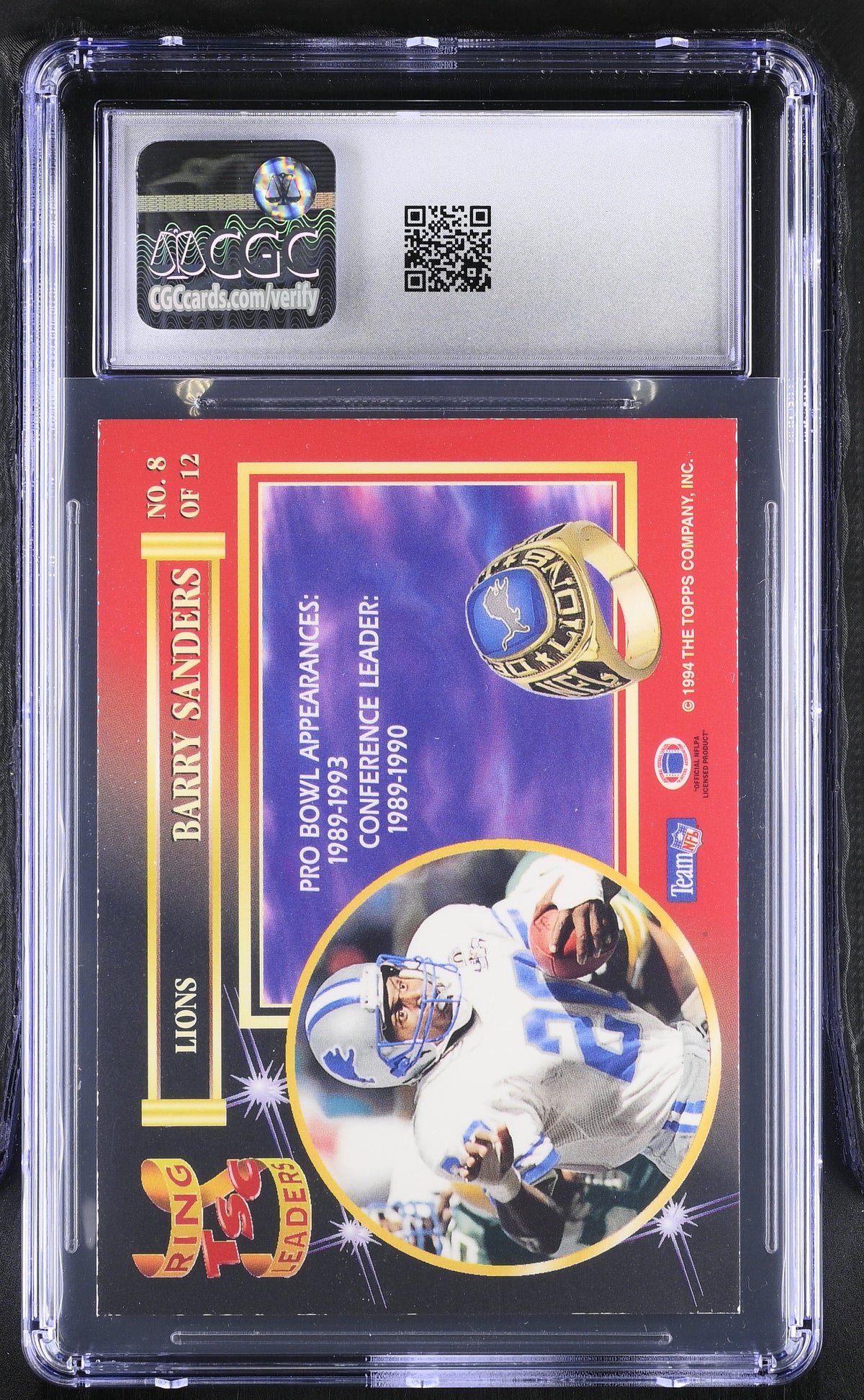 1994 Stadium Club Barry Sanders Ring Leaders #8 CGC 7 Detroit Lions