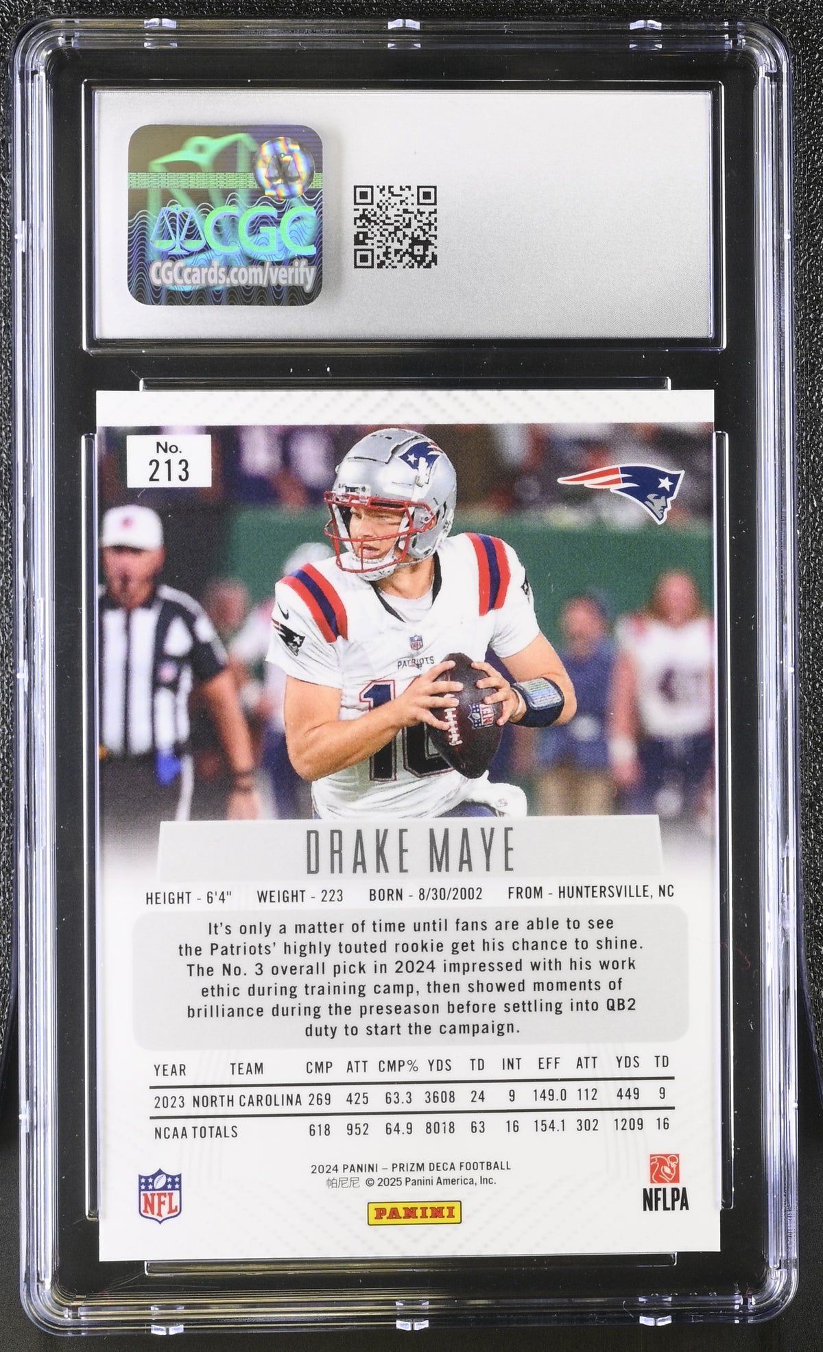2024 Panini Prizm Deca Drake Maye #213 CGC 9