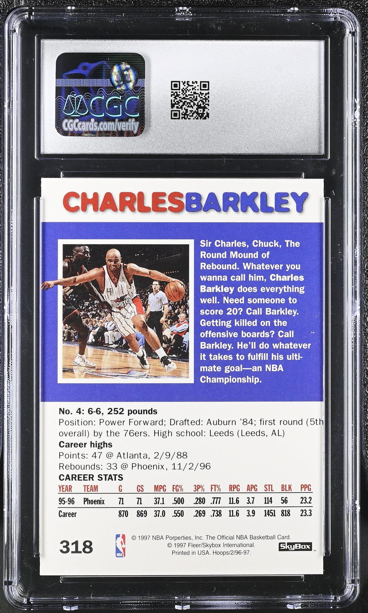 1996-97 Hoops Charles Barkley #318 CGC 9