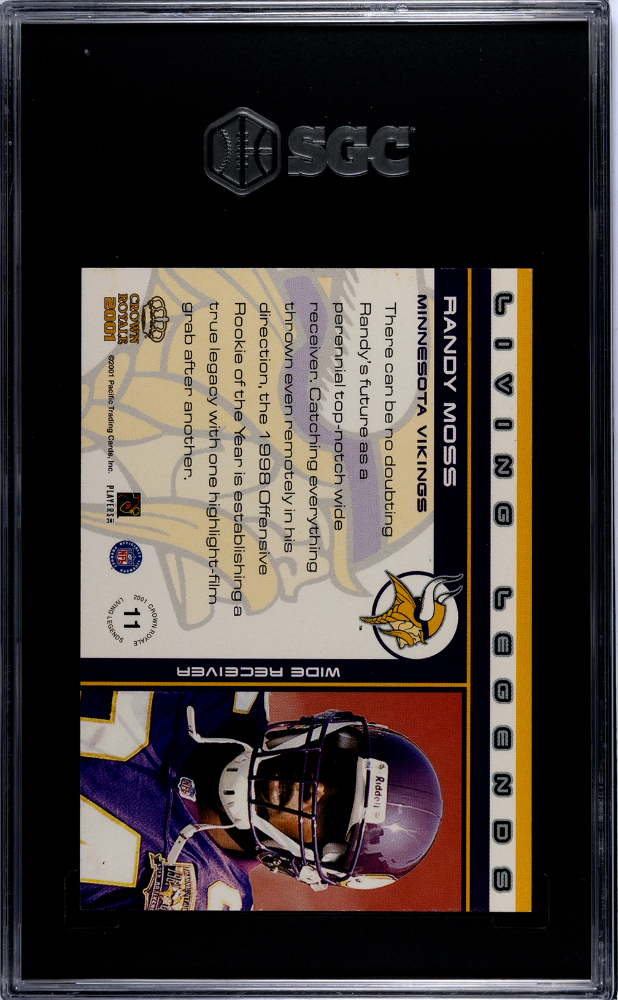 2001 Pacific Crown Royale Randy Moss Living Legends 950 /950 #11 SGC 9 Vikings