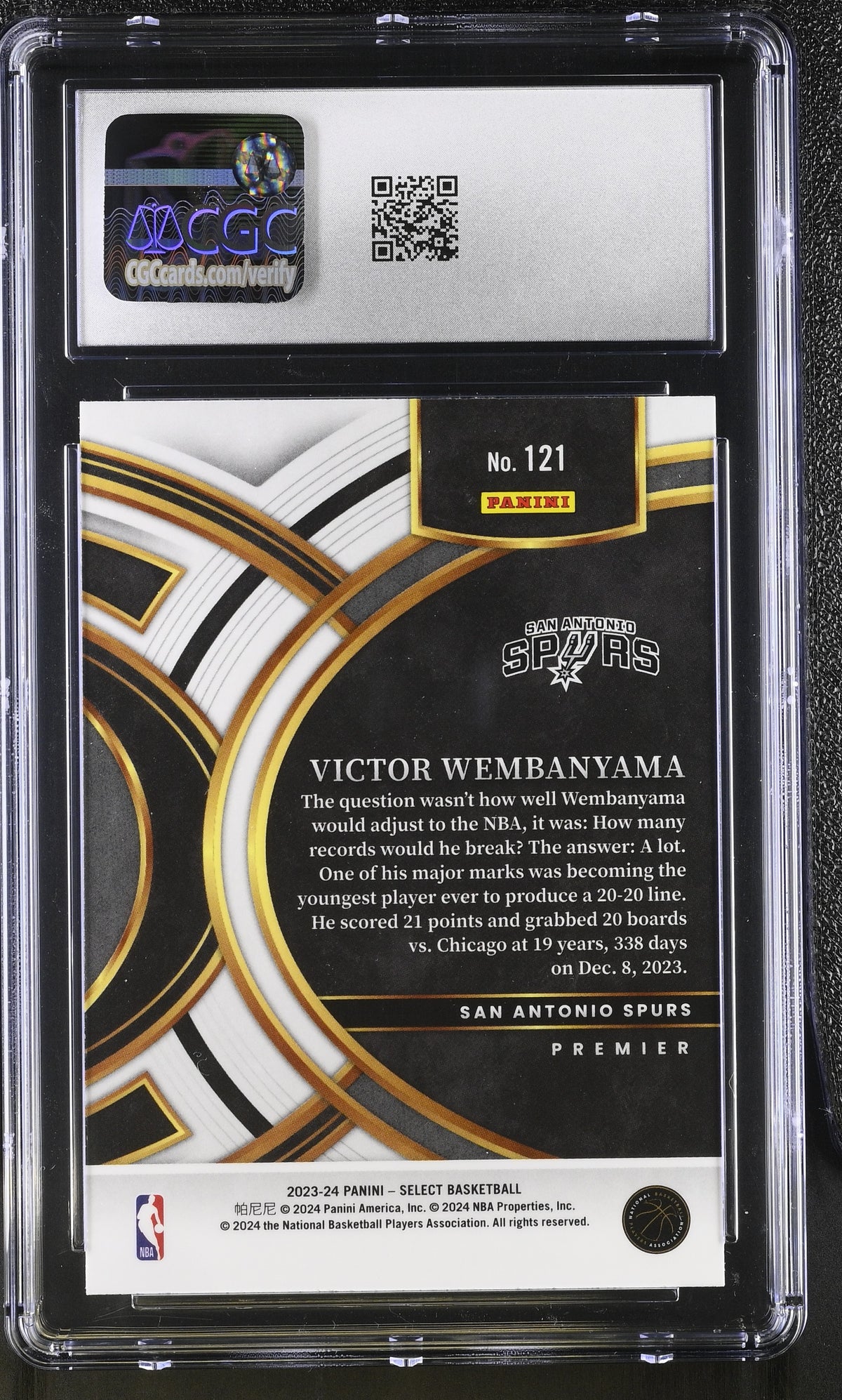 2023-24 Panini Select Victor Wembanyama Rookie Retail #121 CGC 10 Spurs