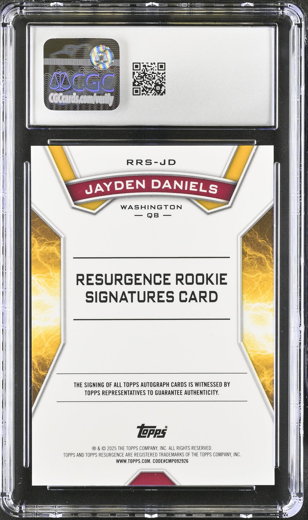 2024 Topps Resurgence Jayden Daniels Rookie Signatures #RRS-JD CGC 10 Commanders