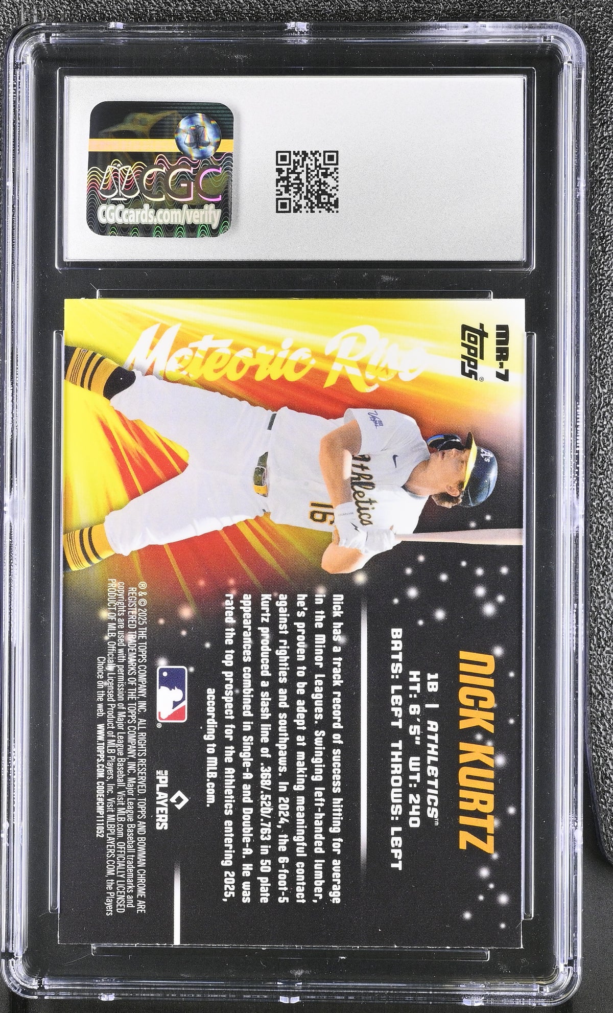2025 Bowman Chrome Mega Box Nick Kurtz Rookie Meteoric Rise #7 CGC 9.5 Athletics