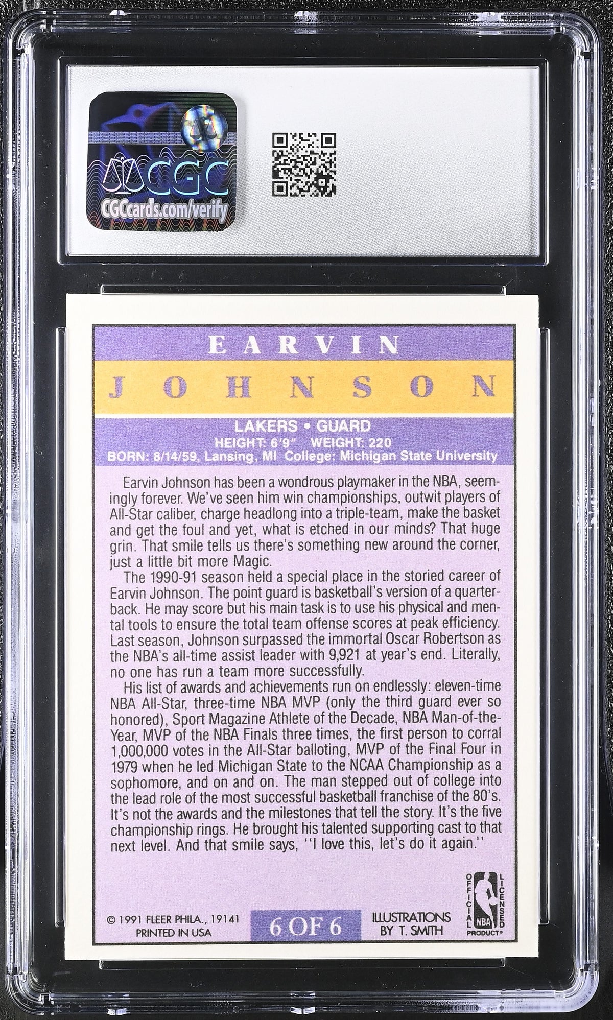 1991-92 Fleer Magic Johnson Pro-Visions #6 CGC 9 Los Angeles Lakers
