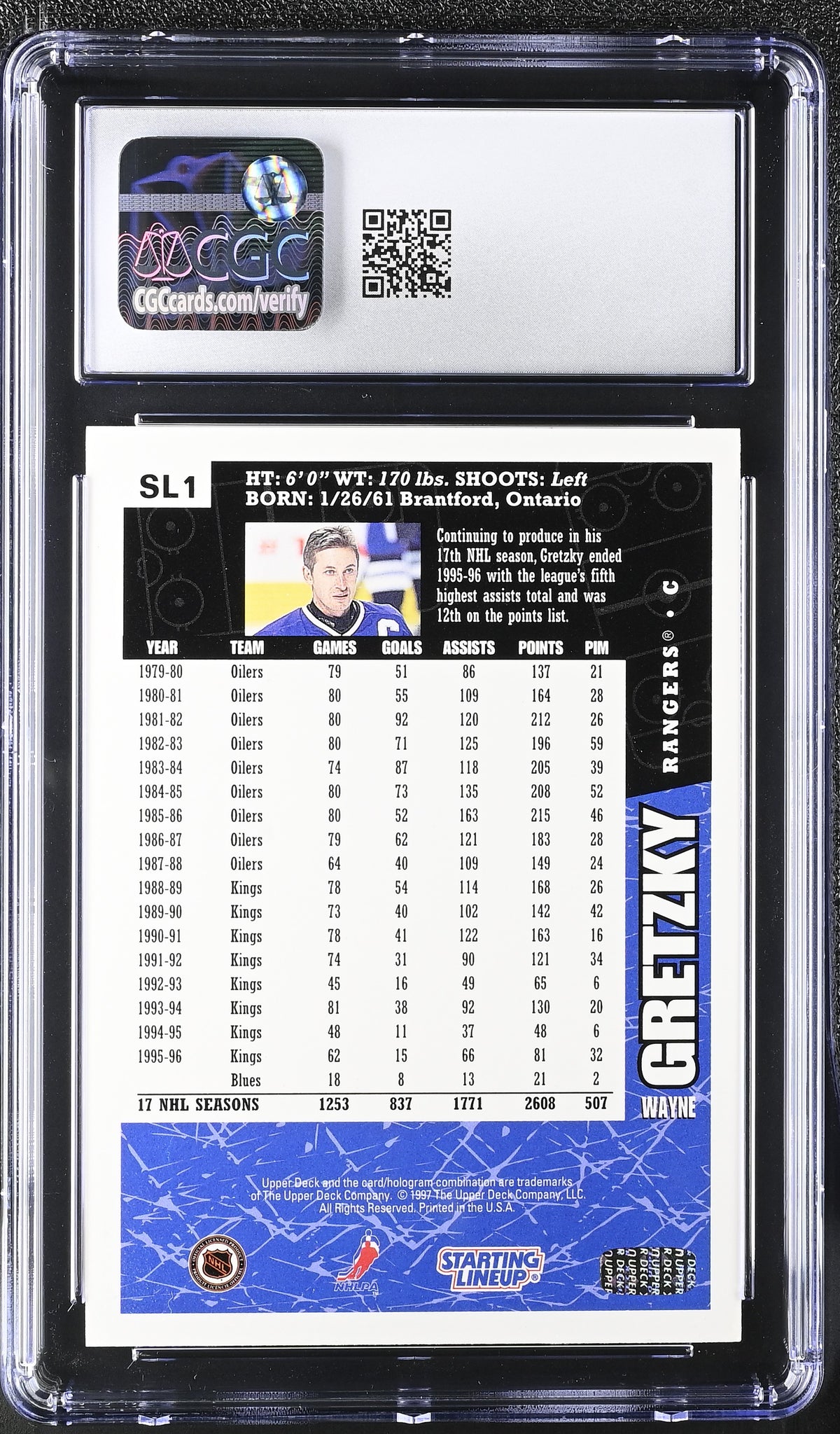 1996-97 Upper Deck Wayne Gretzky Starting Lineup #SL1 CGC 9 New York Rangers