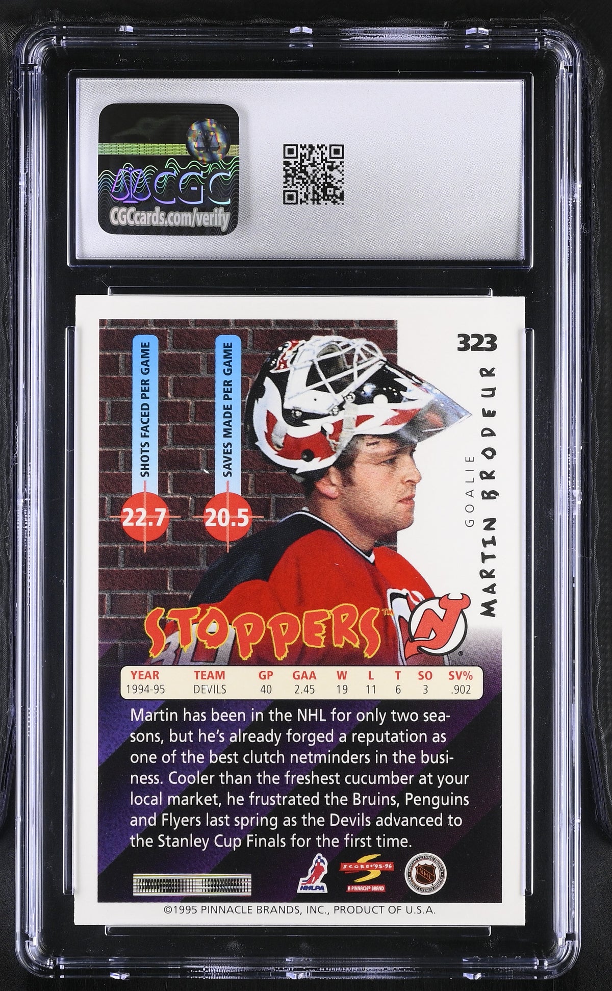 1995-96 Score Martin Brodeur #323 CGC 9.5 New Jersey Devils