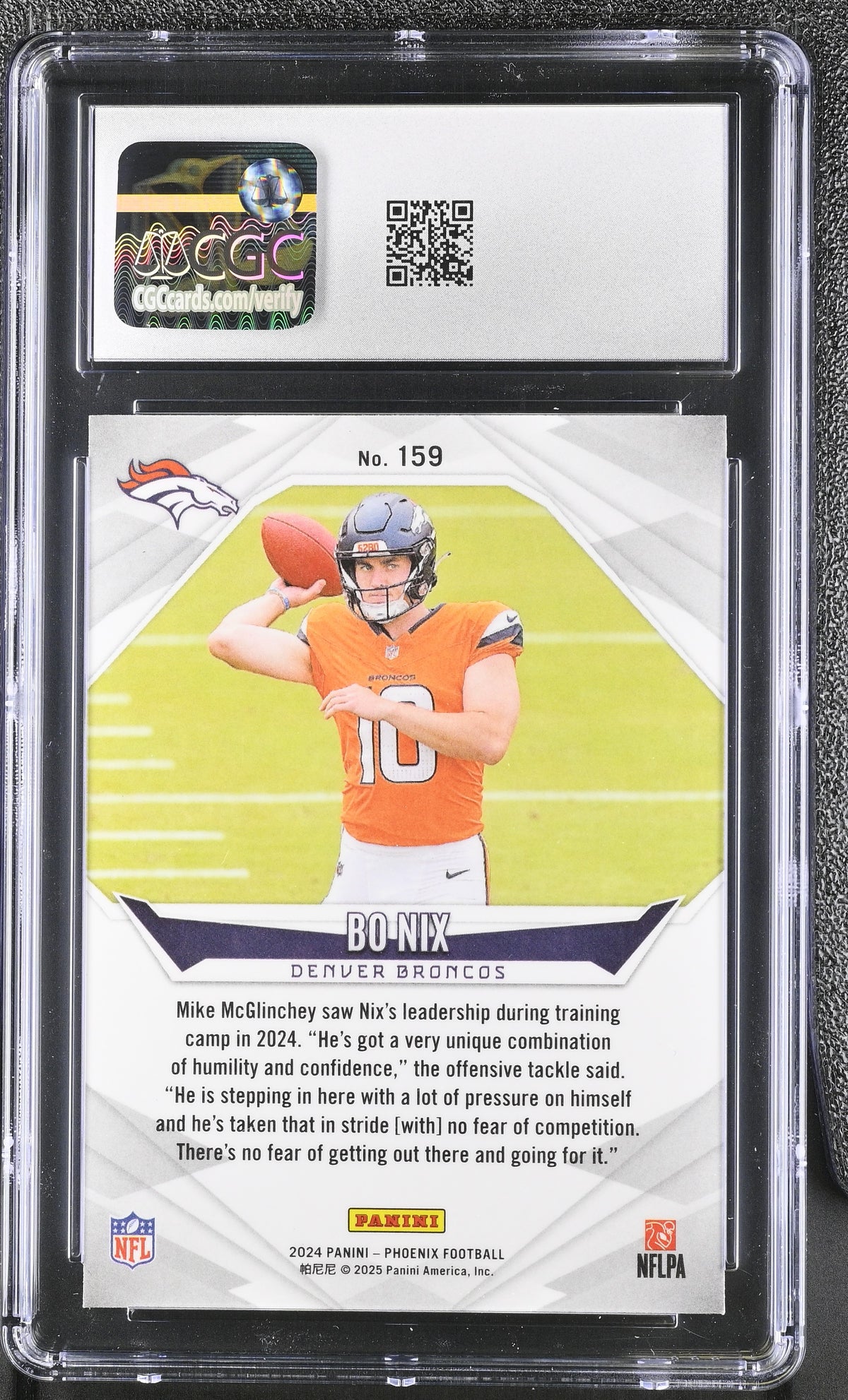 2024 Panini Phoenix Bo Nix Rookie #159 CGC 9.5 Denver Broncos
