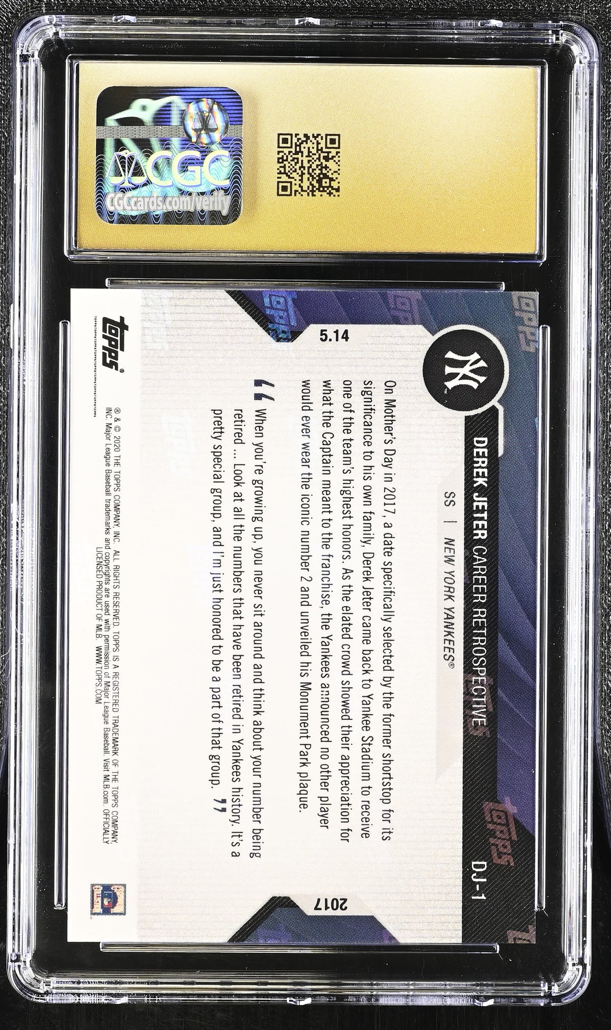 2020 Topps Now Chrome Derek Jeter Career Retrospective #DJ-1 CGC 10 Pristine