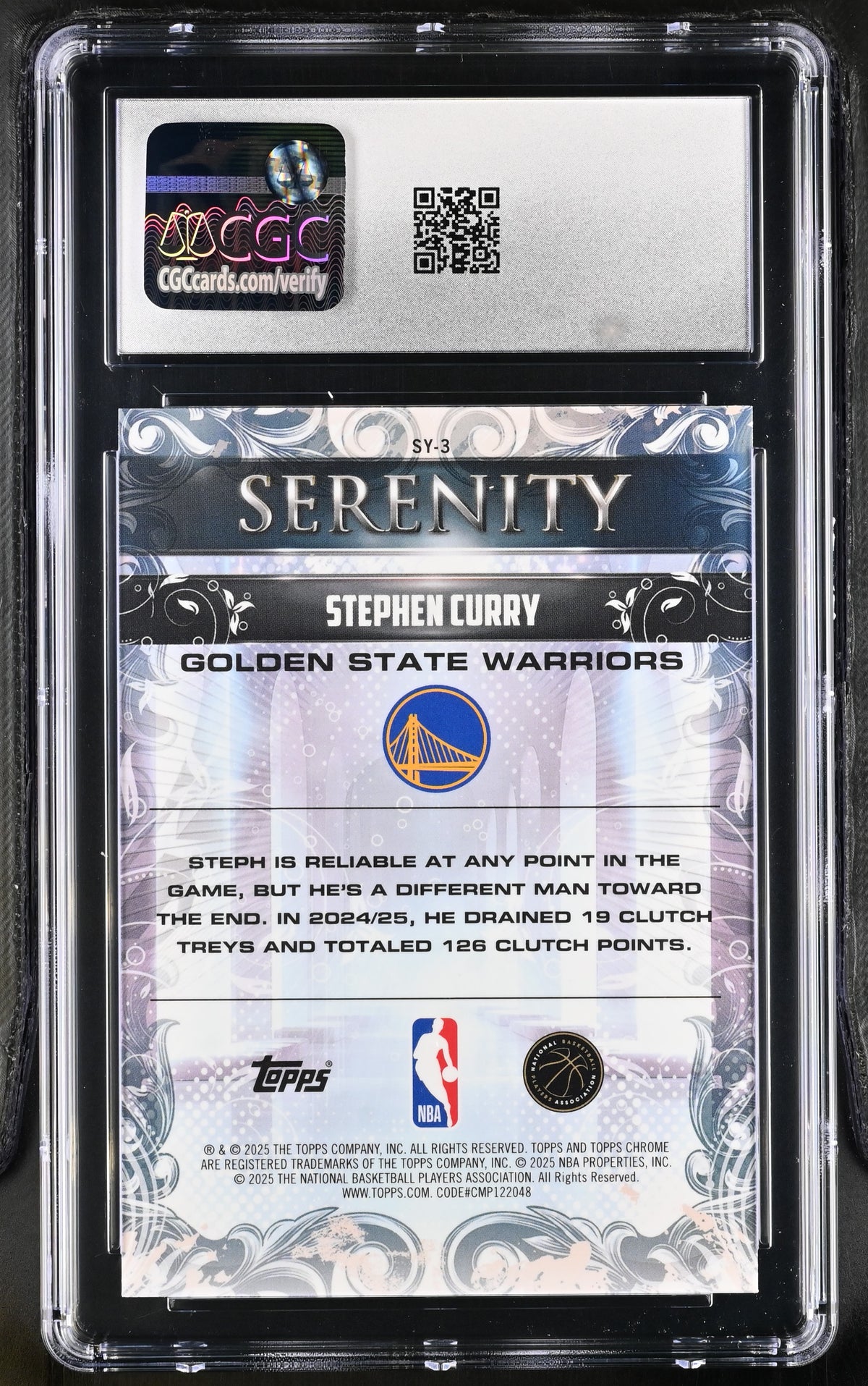 2025-26 Topps Chrome Stephen Curry Serenity #SY-3 CGC 9.5 Golden State Warriors