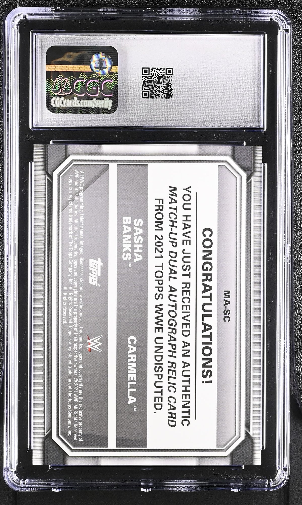 2021 Topps WWE Undisputed Sasha Banks Cermella /5 Auto Relic #MA-SC CGC 10